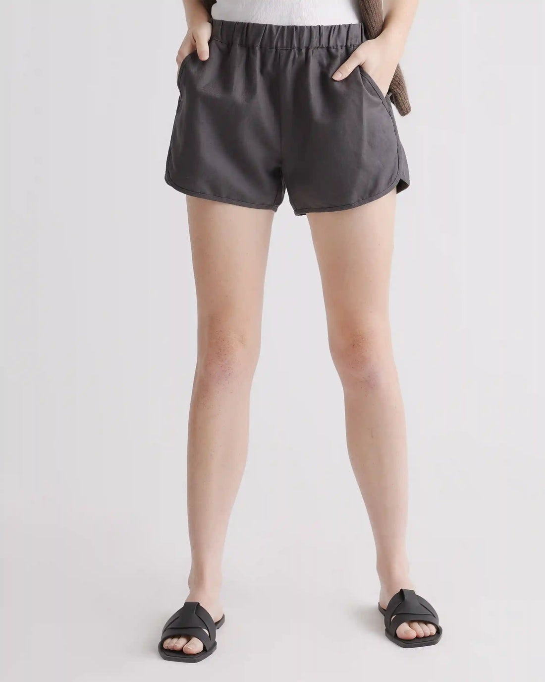 Cotton Linen Twill Pull On Shorts