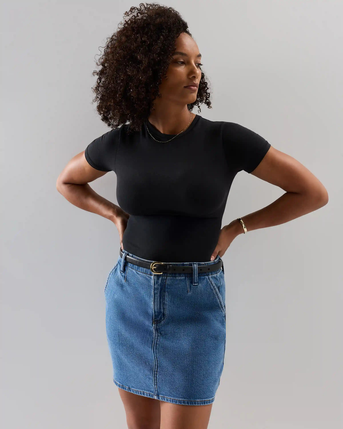 Stretch Denim Mini Skirt