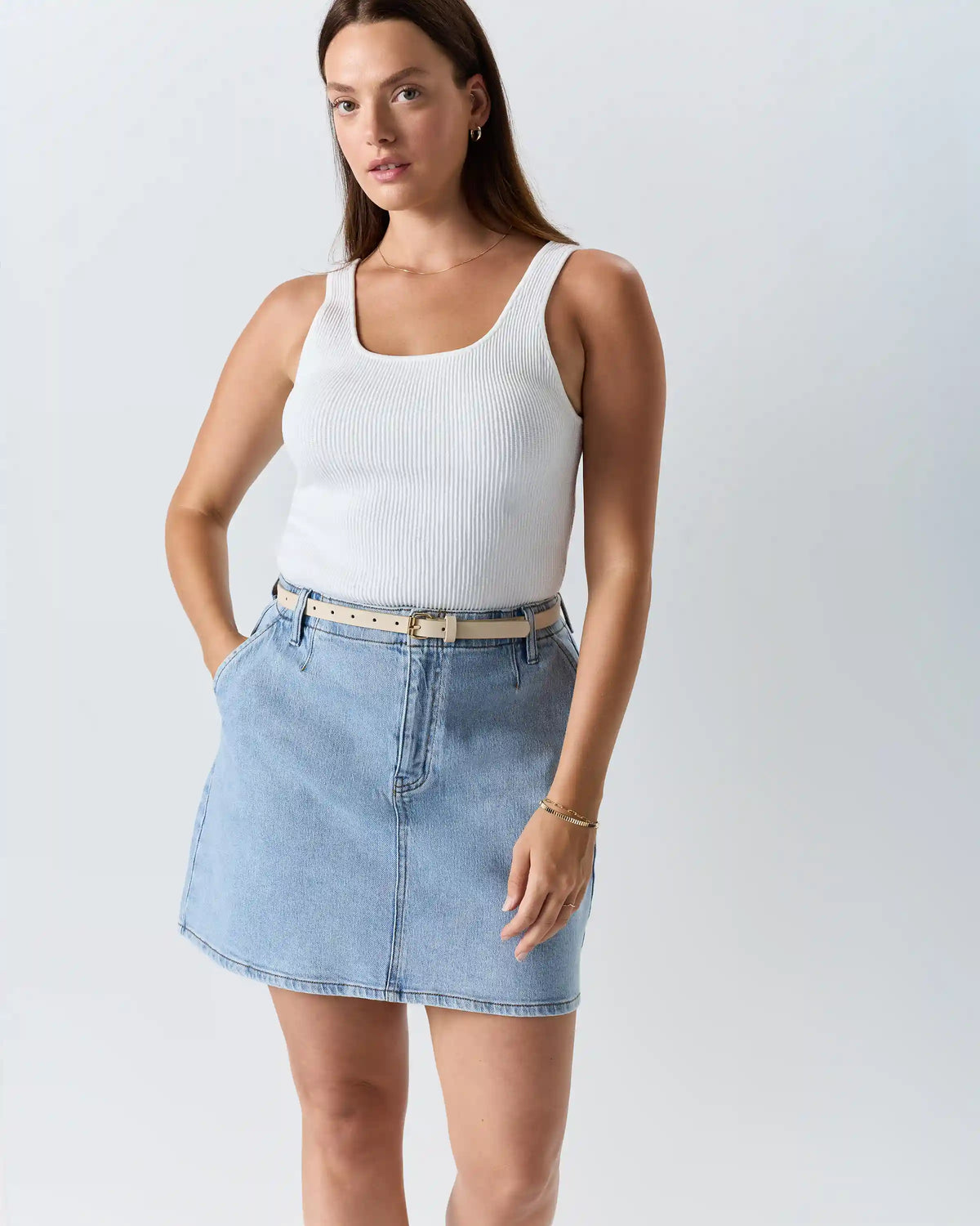 Stretch Denim Mini Skirt