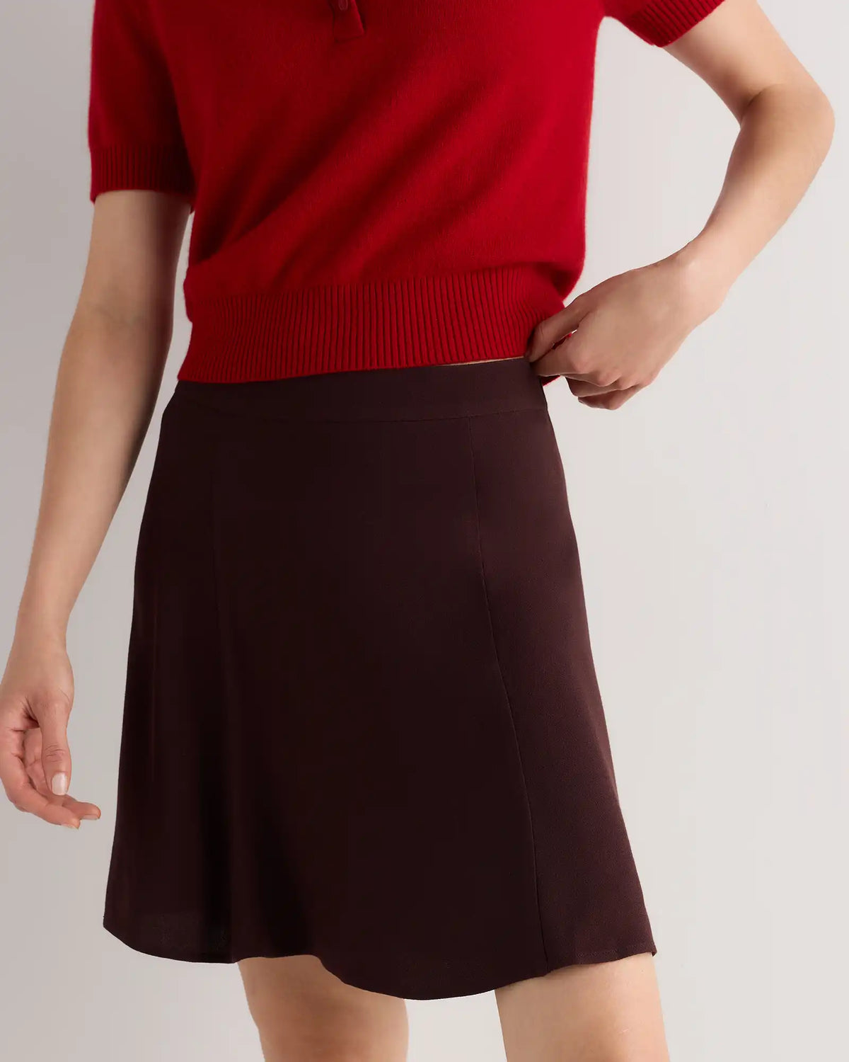 Lightweight Crepe A-Line Mini Skirt