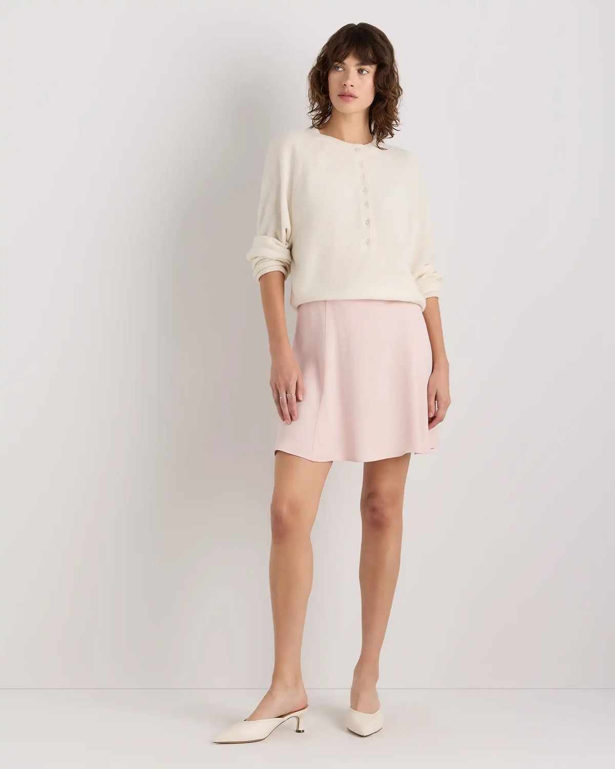 Lightweight Crepe A-Line Mini Skirt