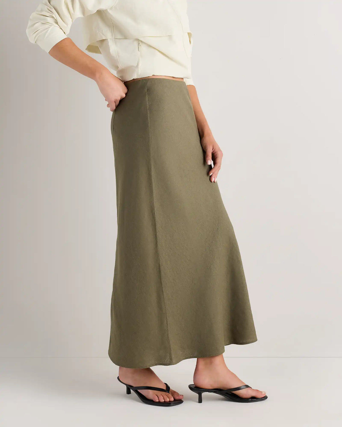 100% European Linen Midi Slip Skirt