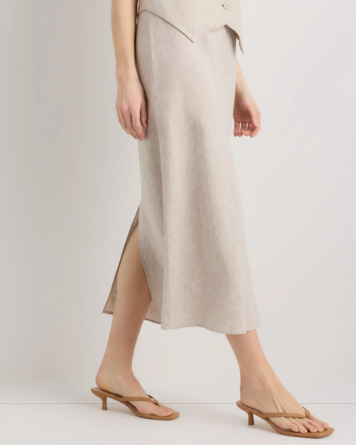 100% European Linen Midi Slip Skirt