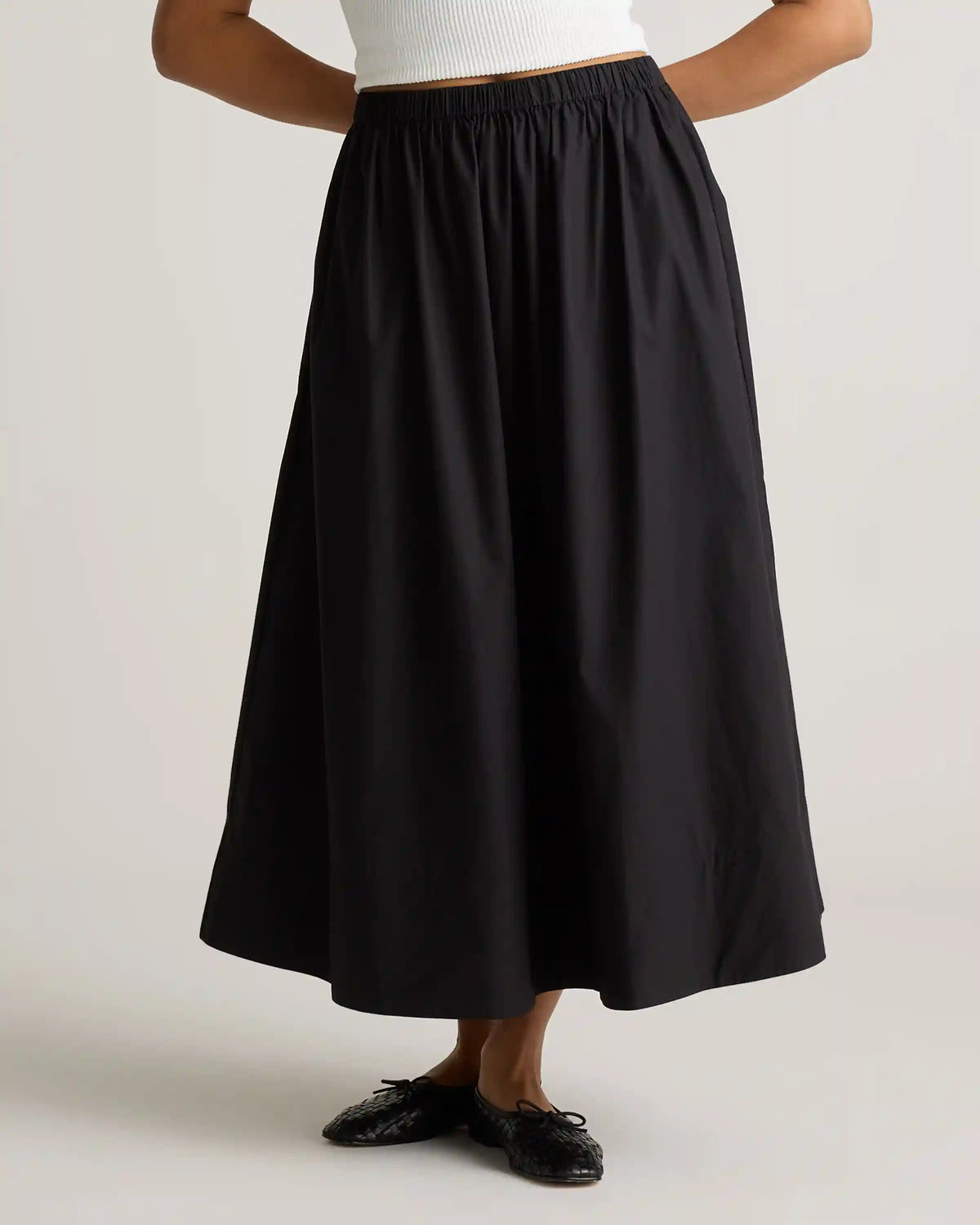 100% Organic Cotton Poplin A-line Maxi Skirt
