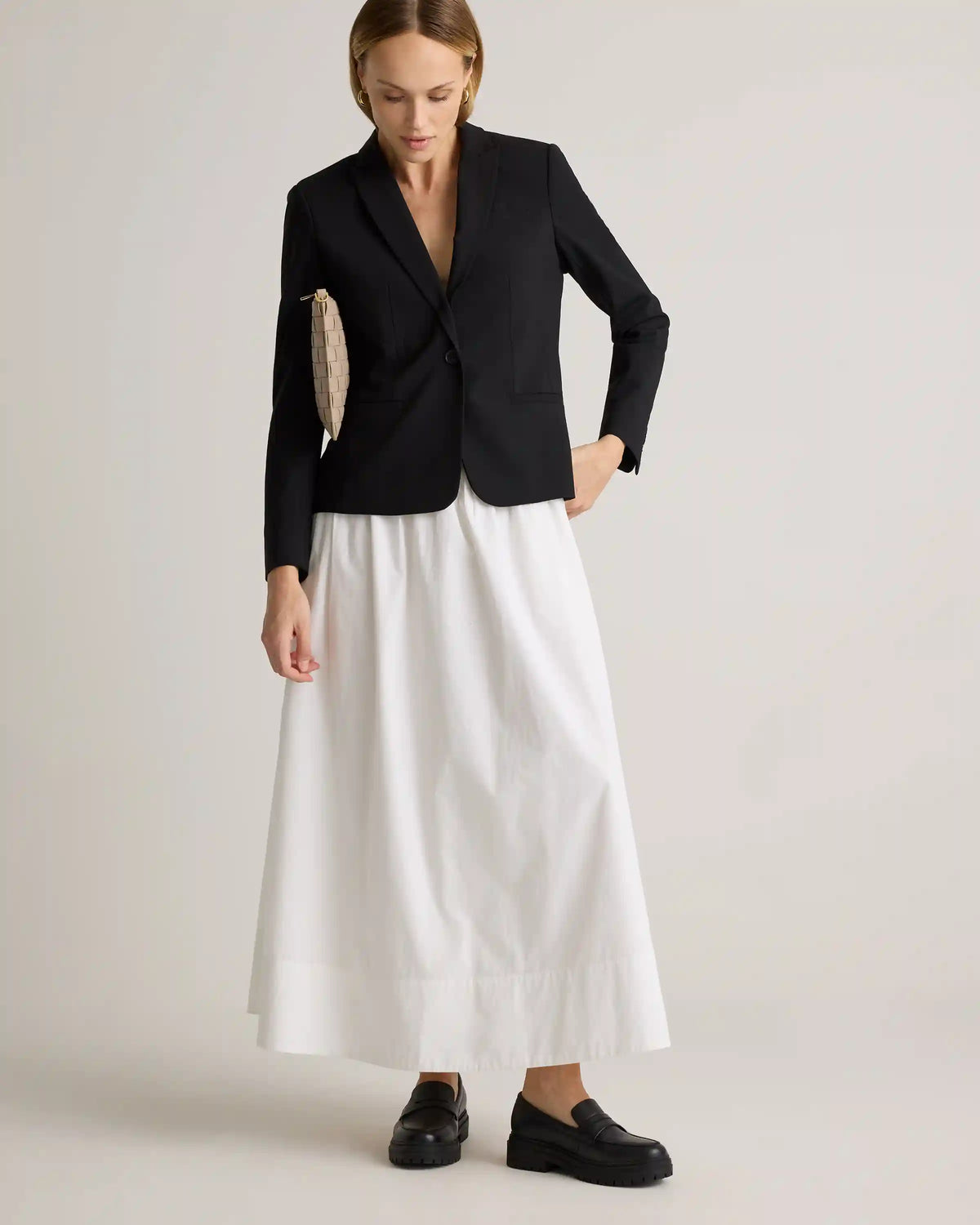 100% Organic Cotton Poplin A-line Maxi Skirt
