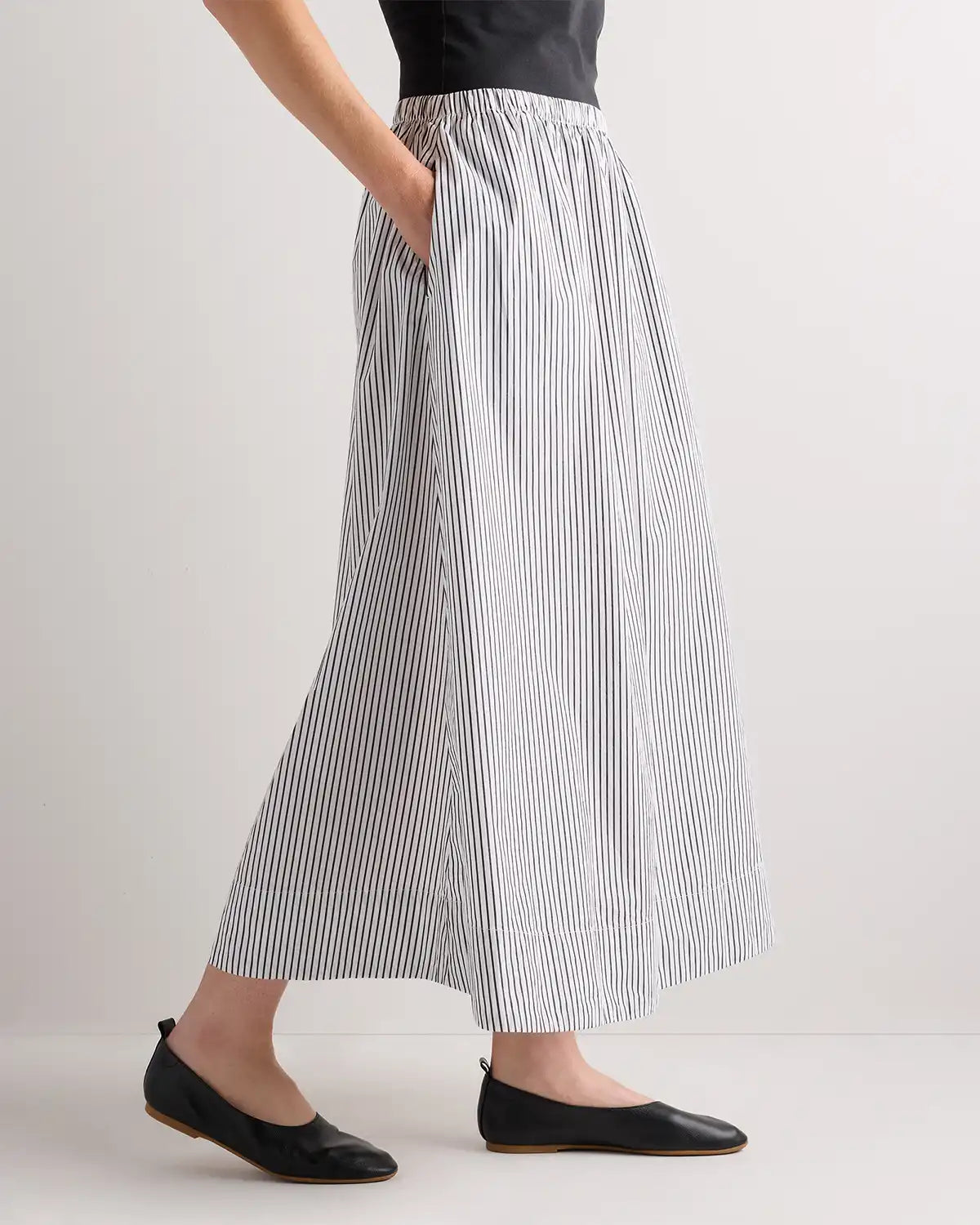 100% Organic Cotton Poplin A-line Maxi Skirt