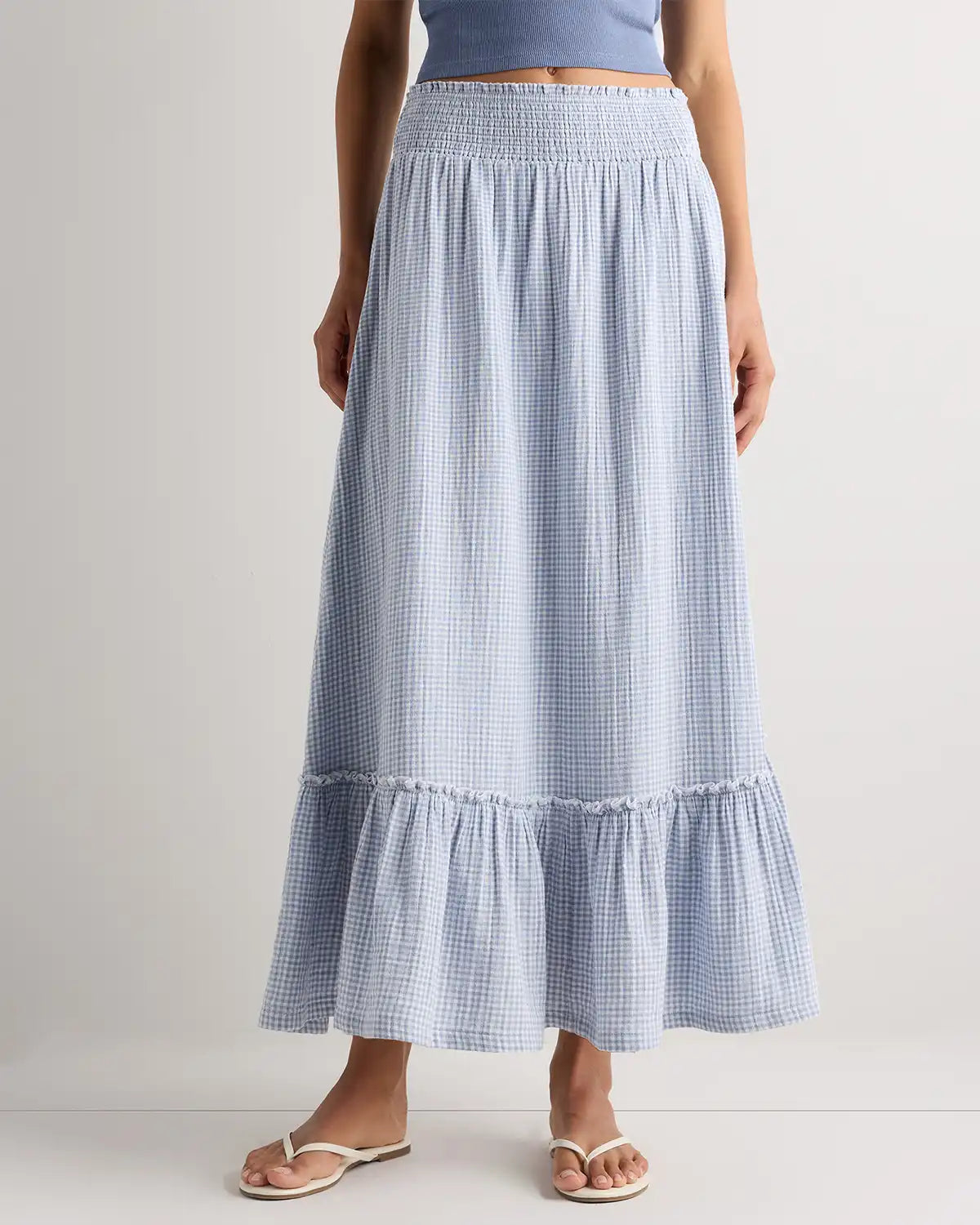 100% Organic Cotton Gauze Smocked Maxi Skirt