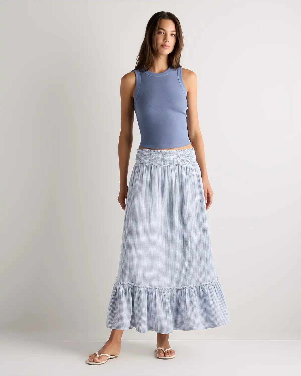 100% Organic Cotton Gauze Smocked Maxi Skirt