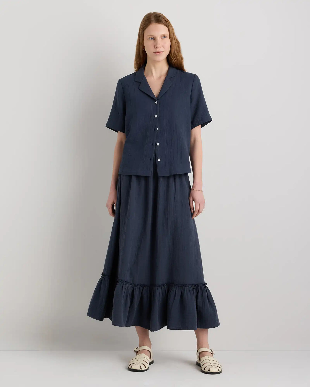100% Organic Cotton Gauze Smocked Maxi Skirt