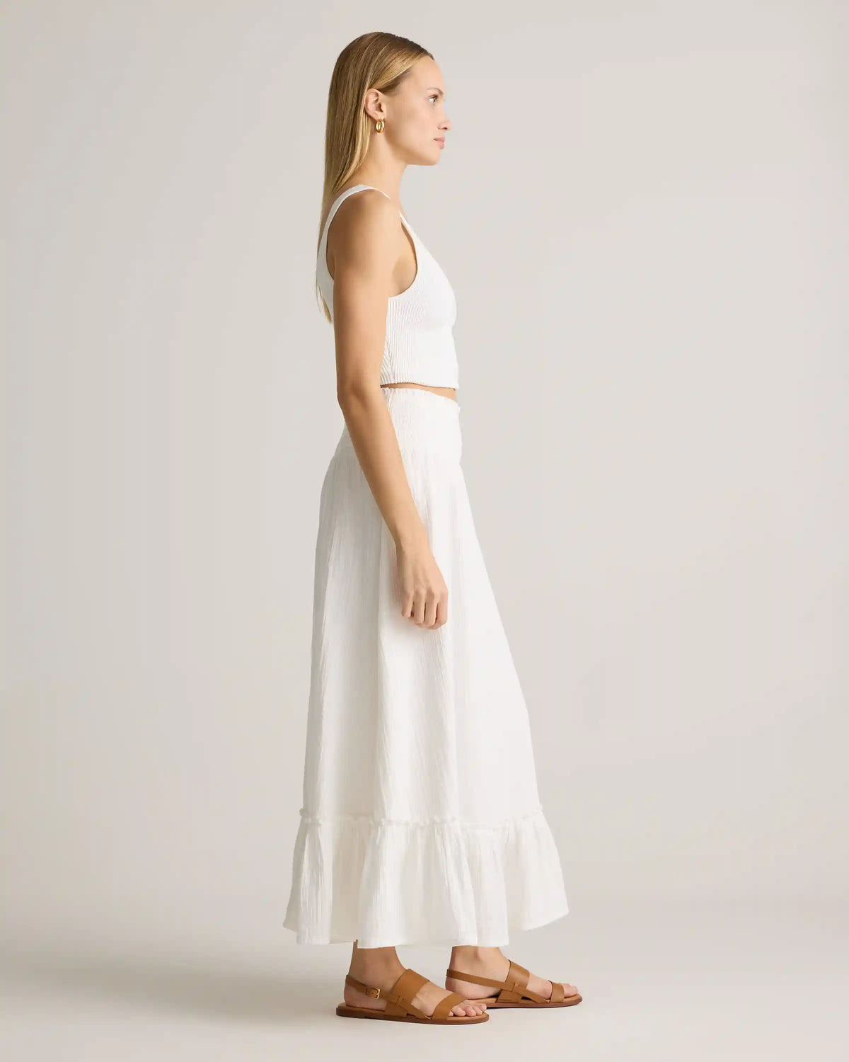 100% Organic Cotton Gauze Smocked Maxi Skirt