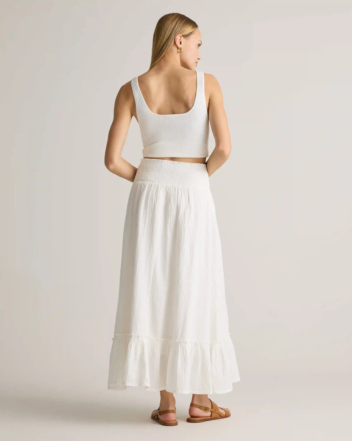 100% Organic Cotton Gauze Smocked Maxi Skirt