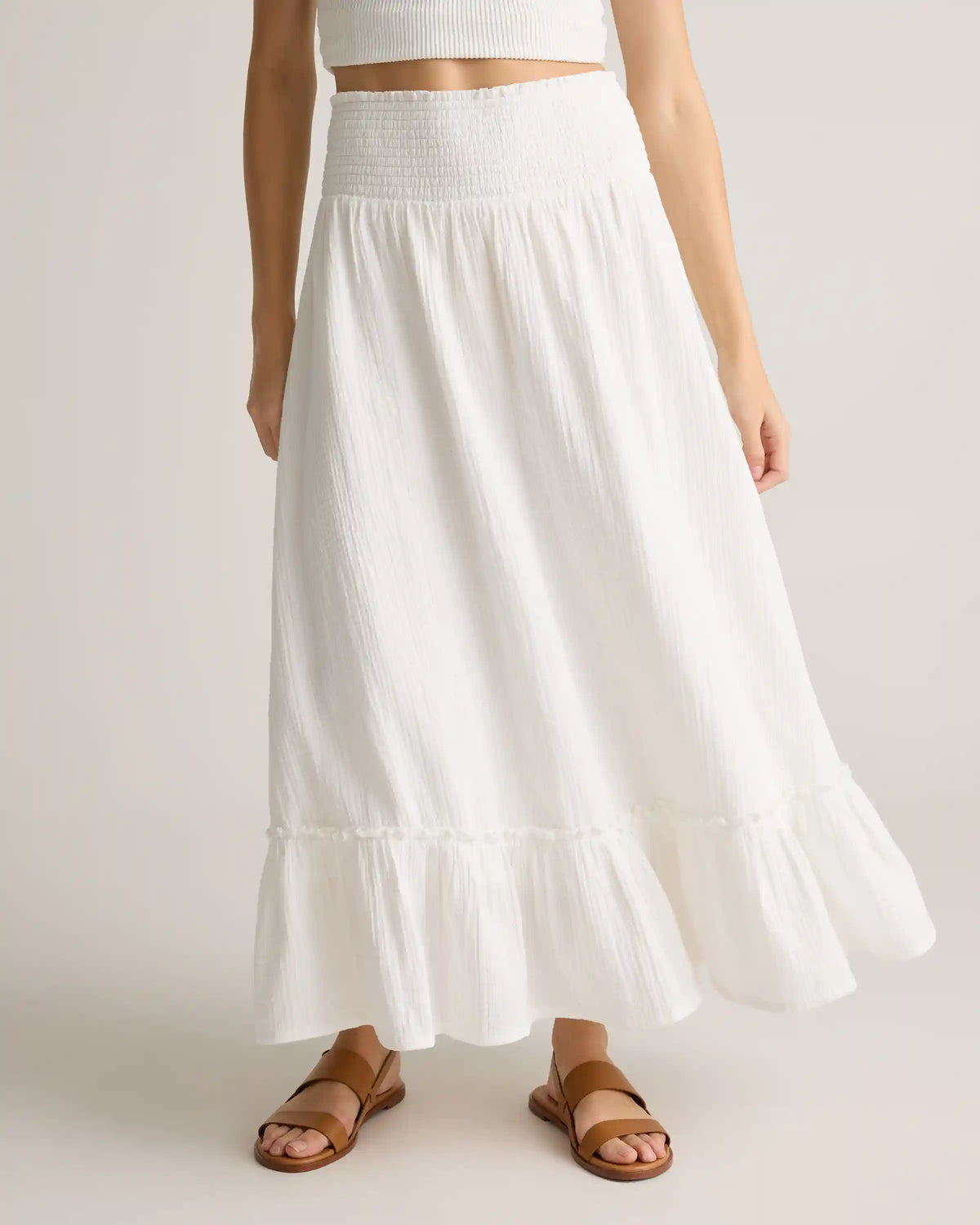 100% Organic Cotton Gauze Smocked Maxi Skirt