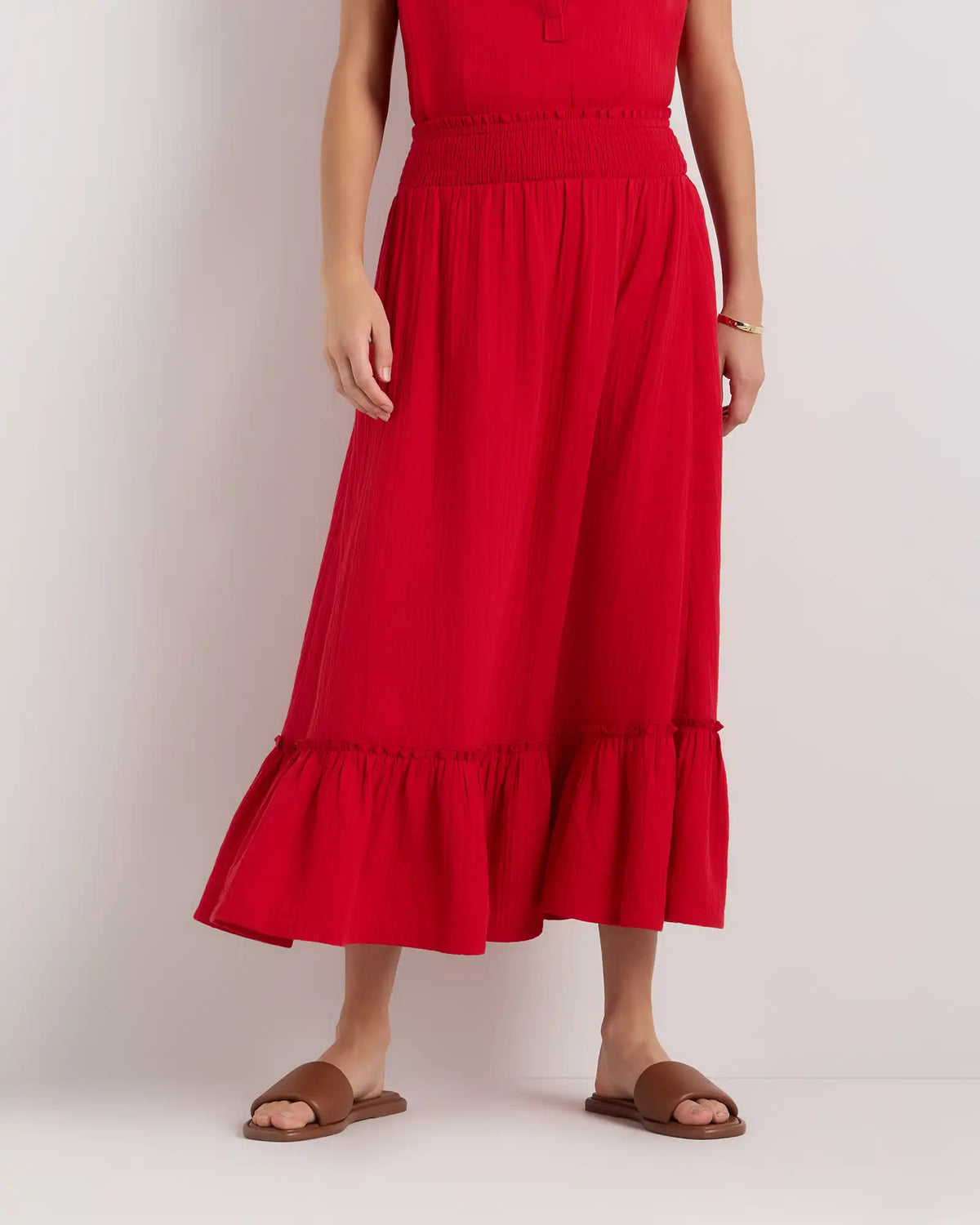 100% Organic Cotton Gauze Smocked Maxi Skirt