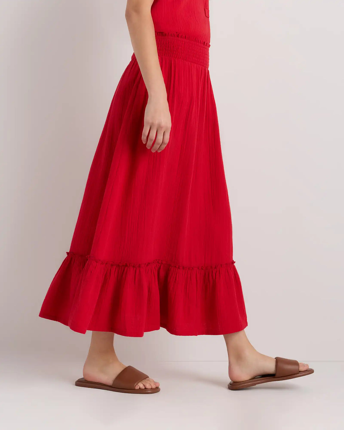 100% Organic Cotton Gauze Smocked Maxi Skirt
