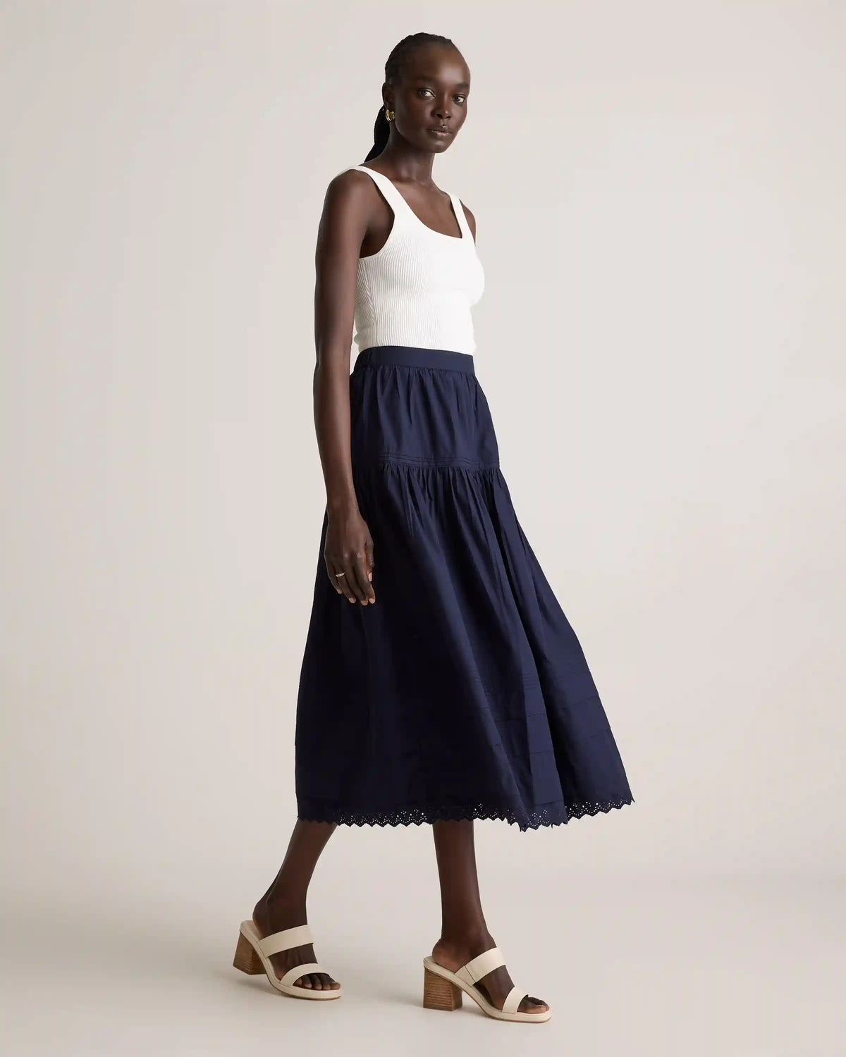 100% Organic Cotton Poplin Pintuck Maxi Skirt