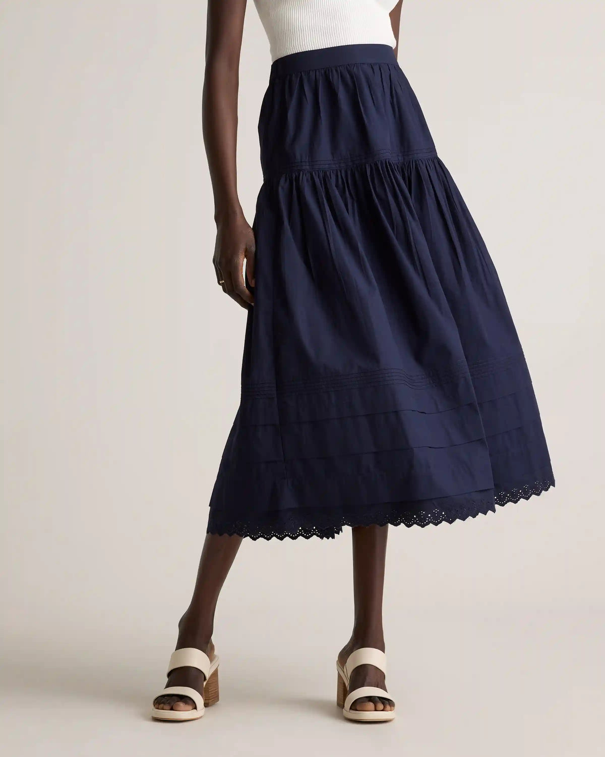 100% Organic Cotton Poplin Pintuck Maxi Skirt