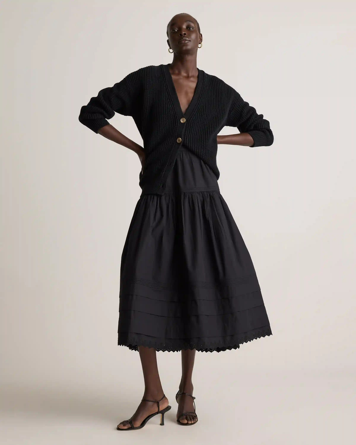 100% Organic Cotton Poplin Pintuck Maxi Skirt