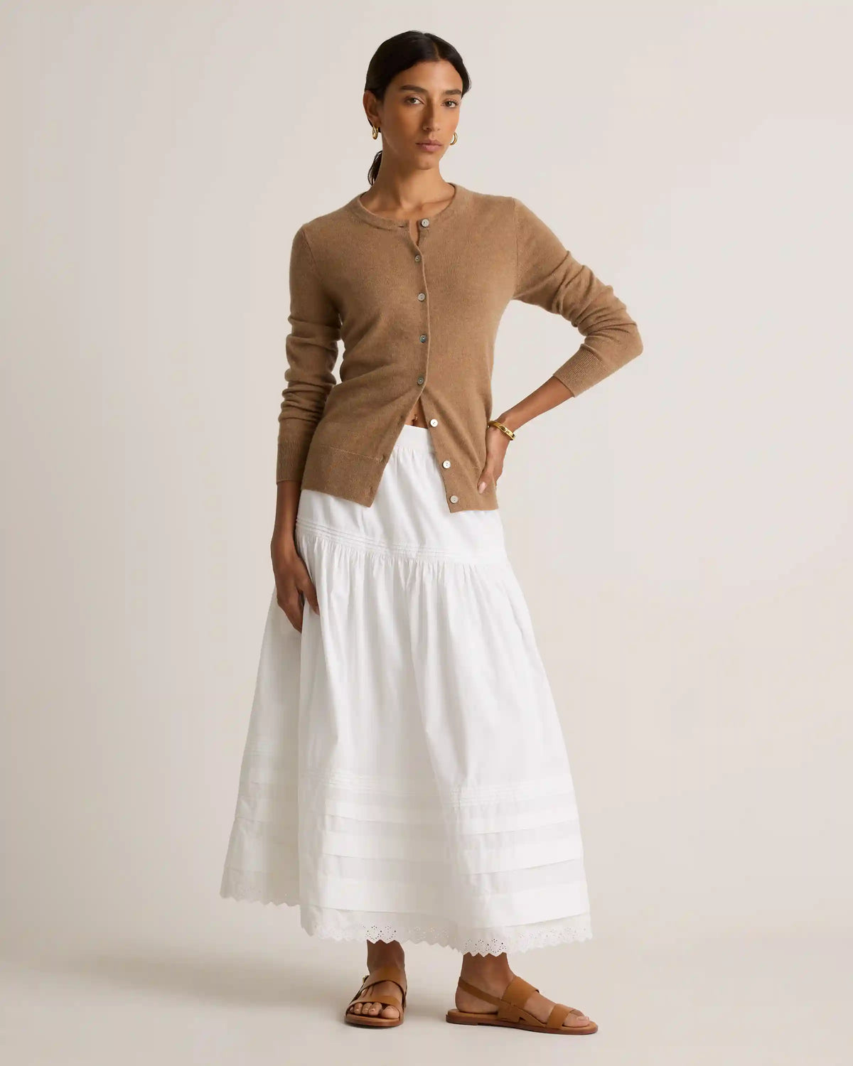 100% Organic Cotton Poplin Pintuck Maxi Skirt