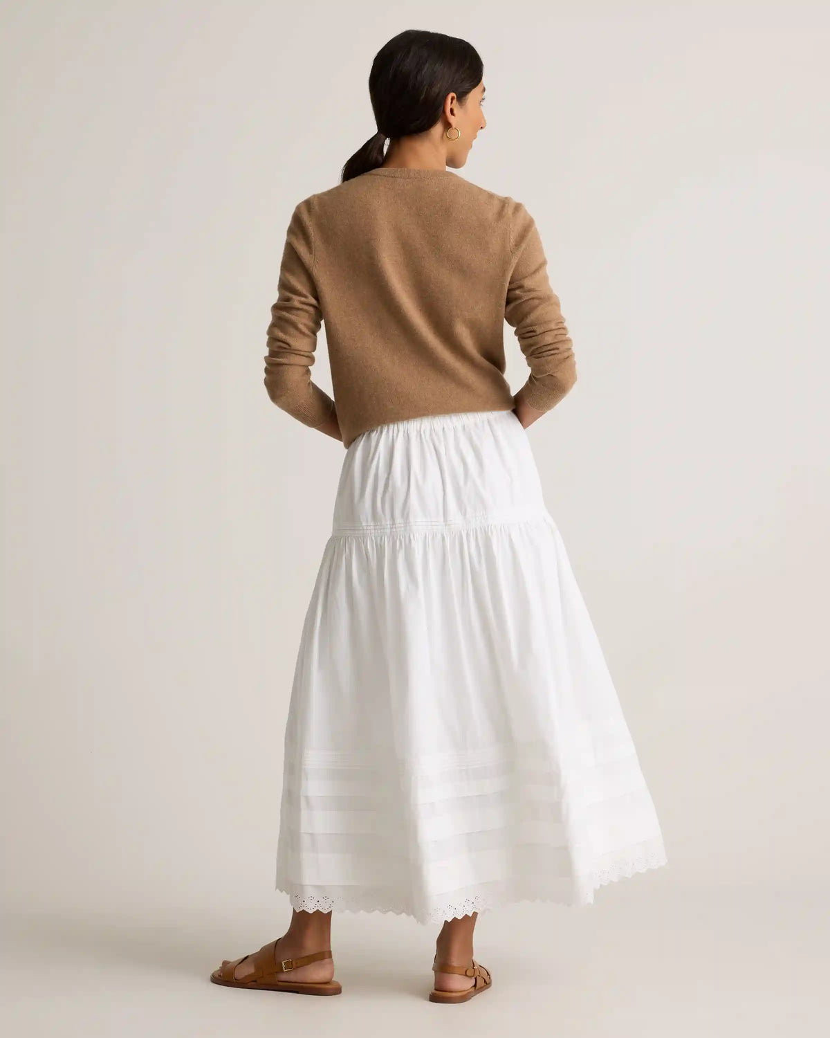 100% Organic Cotton Poplin Pintuck Maxi Skirt