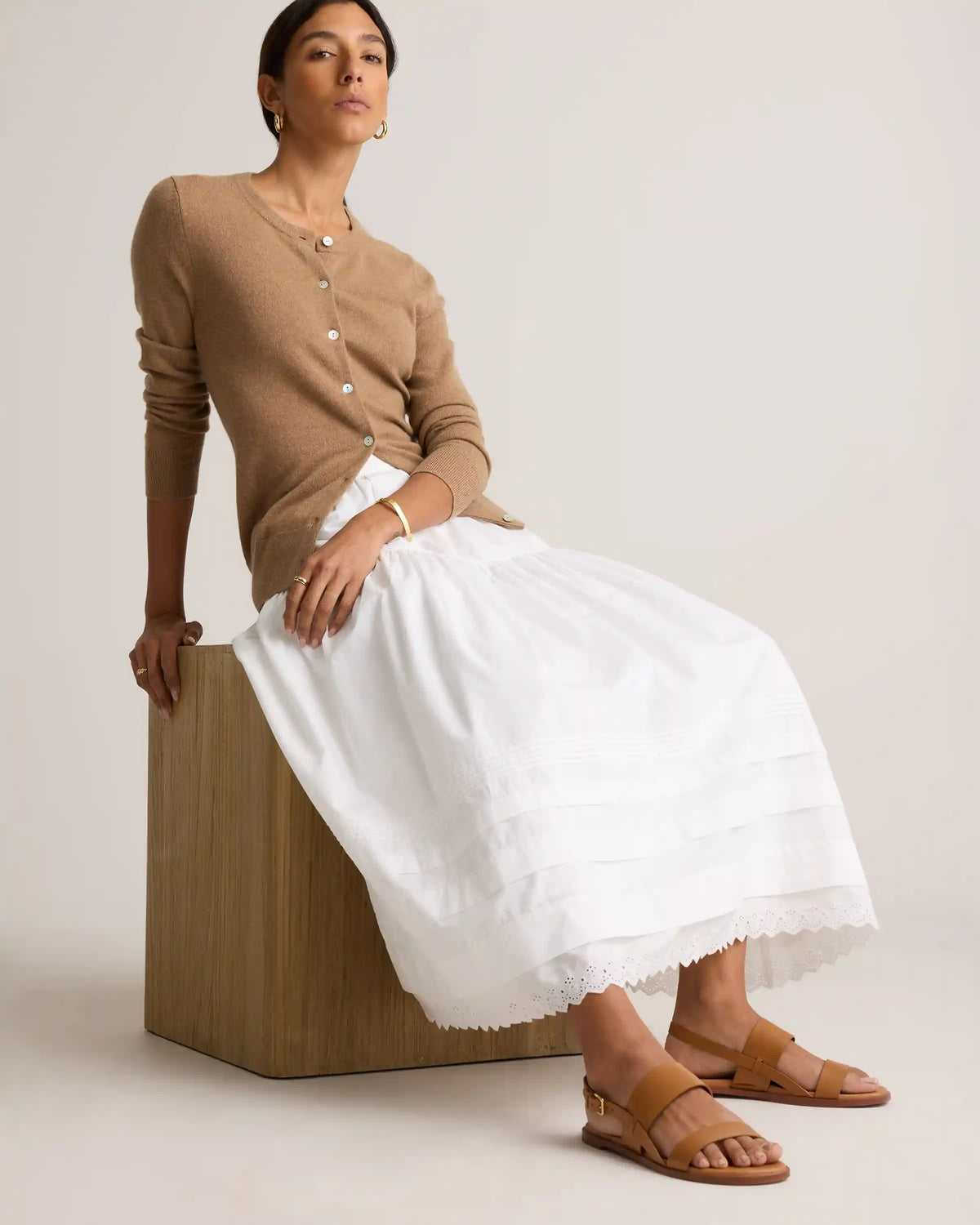 100% Organic Cotton Poplin Pintuck Maxi Skirt