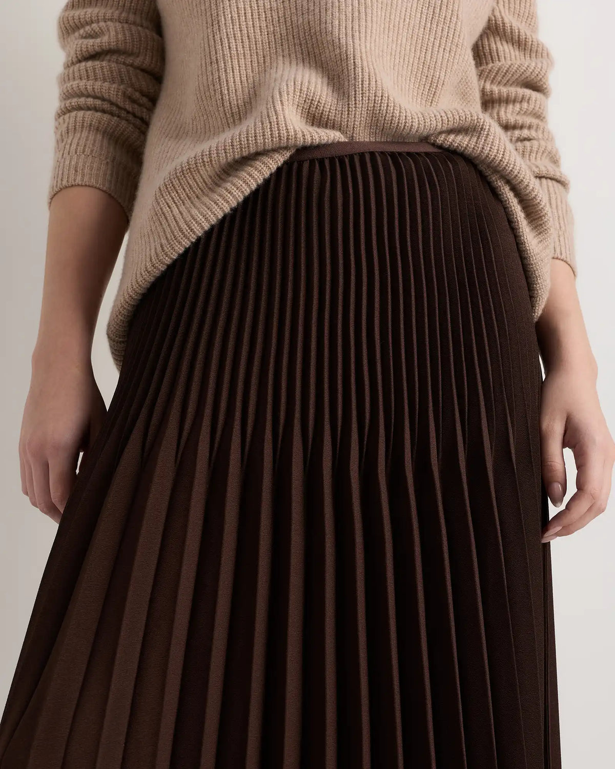 Pleated Matte Midi Skirt