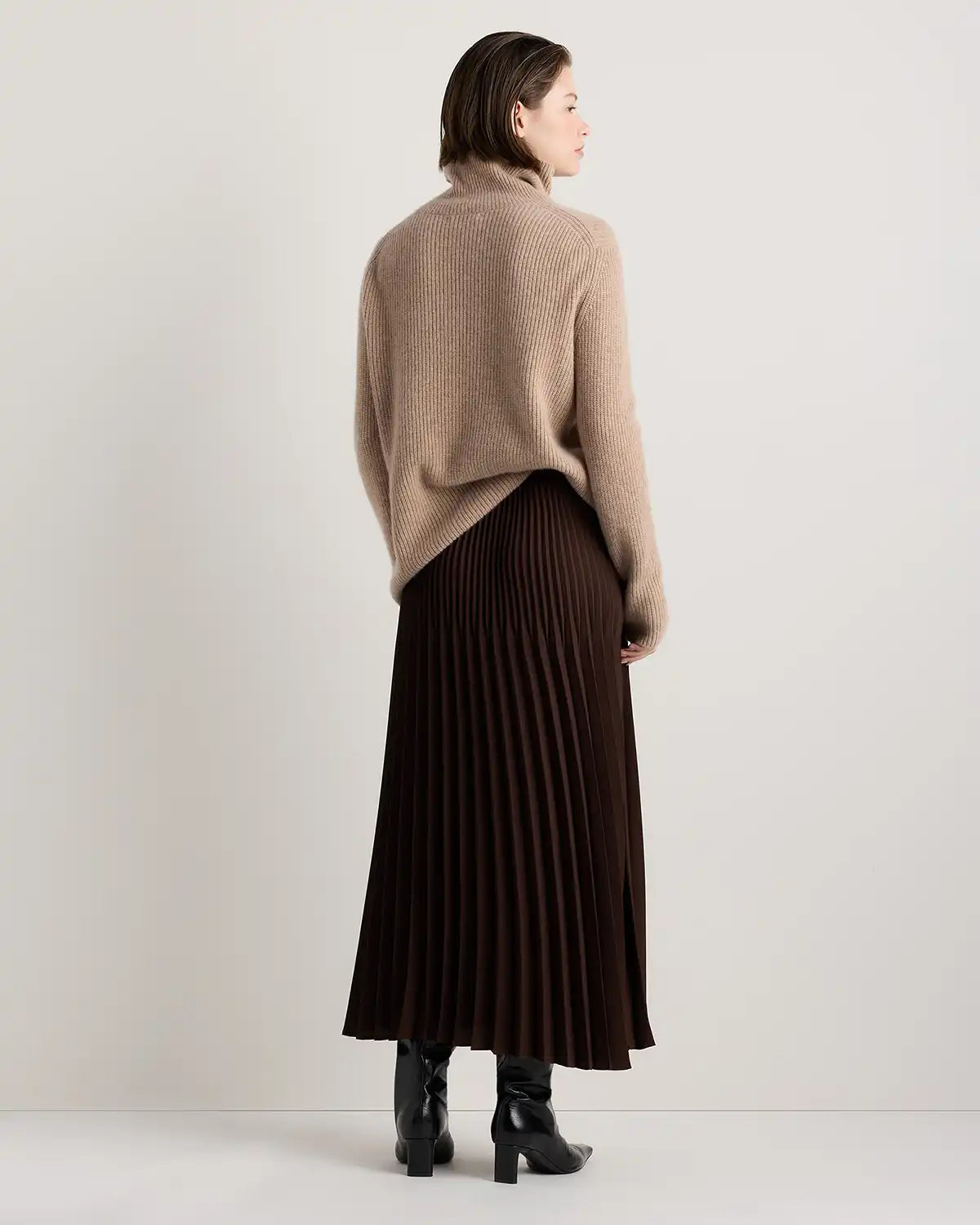 Pleated Matte Midi Skirt