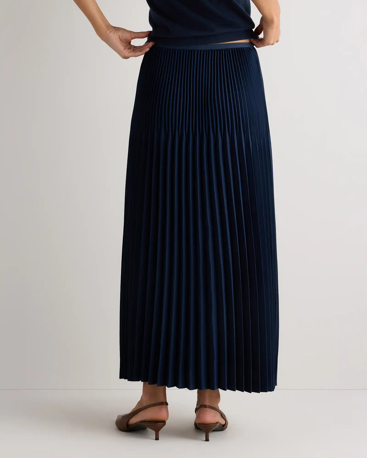 Pleated Matte Midi Skirt