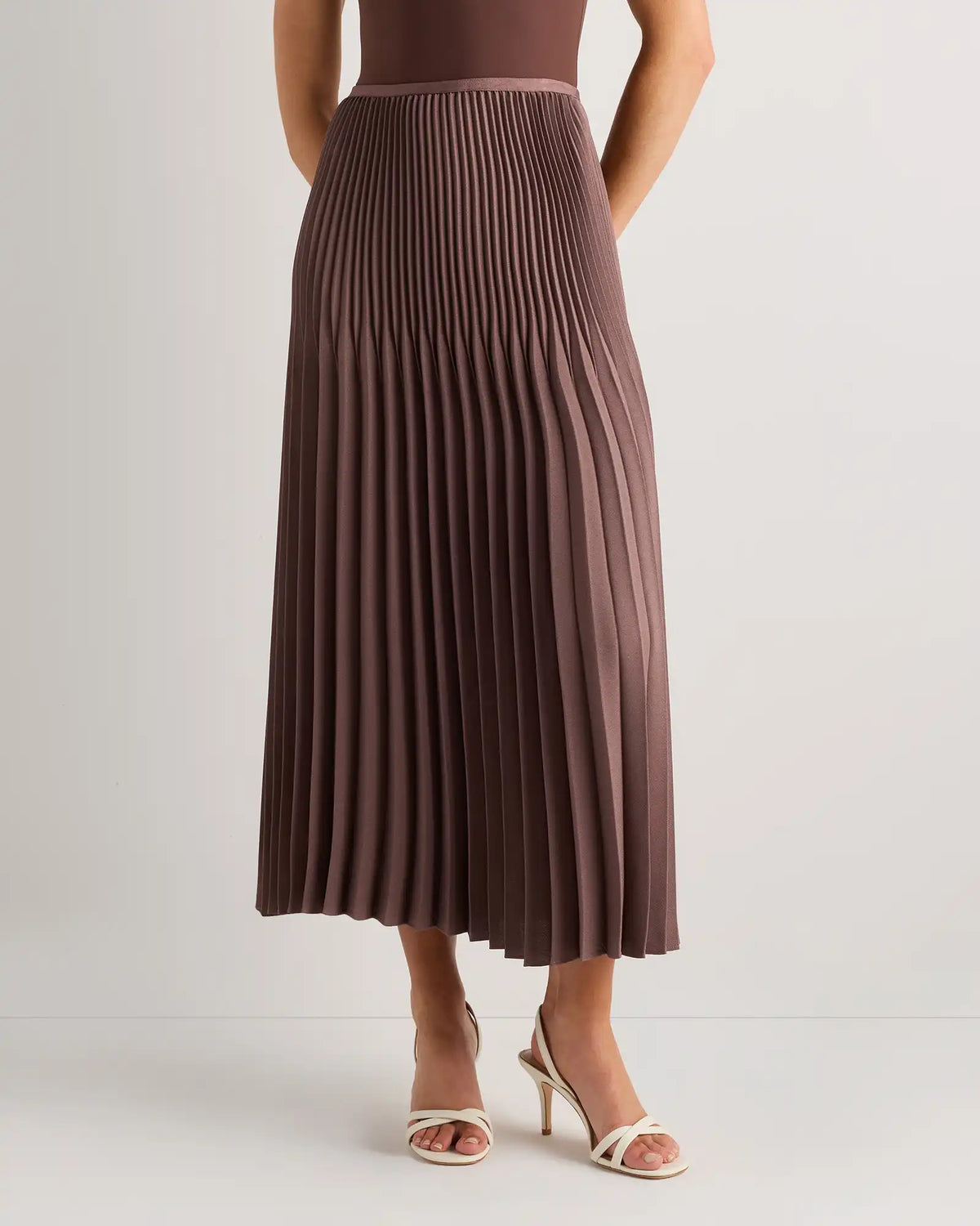 Pleated Matte Midi Skirt