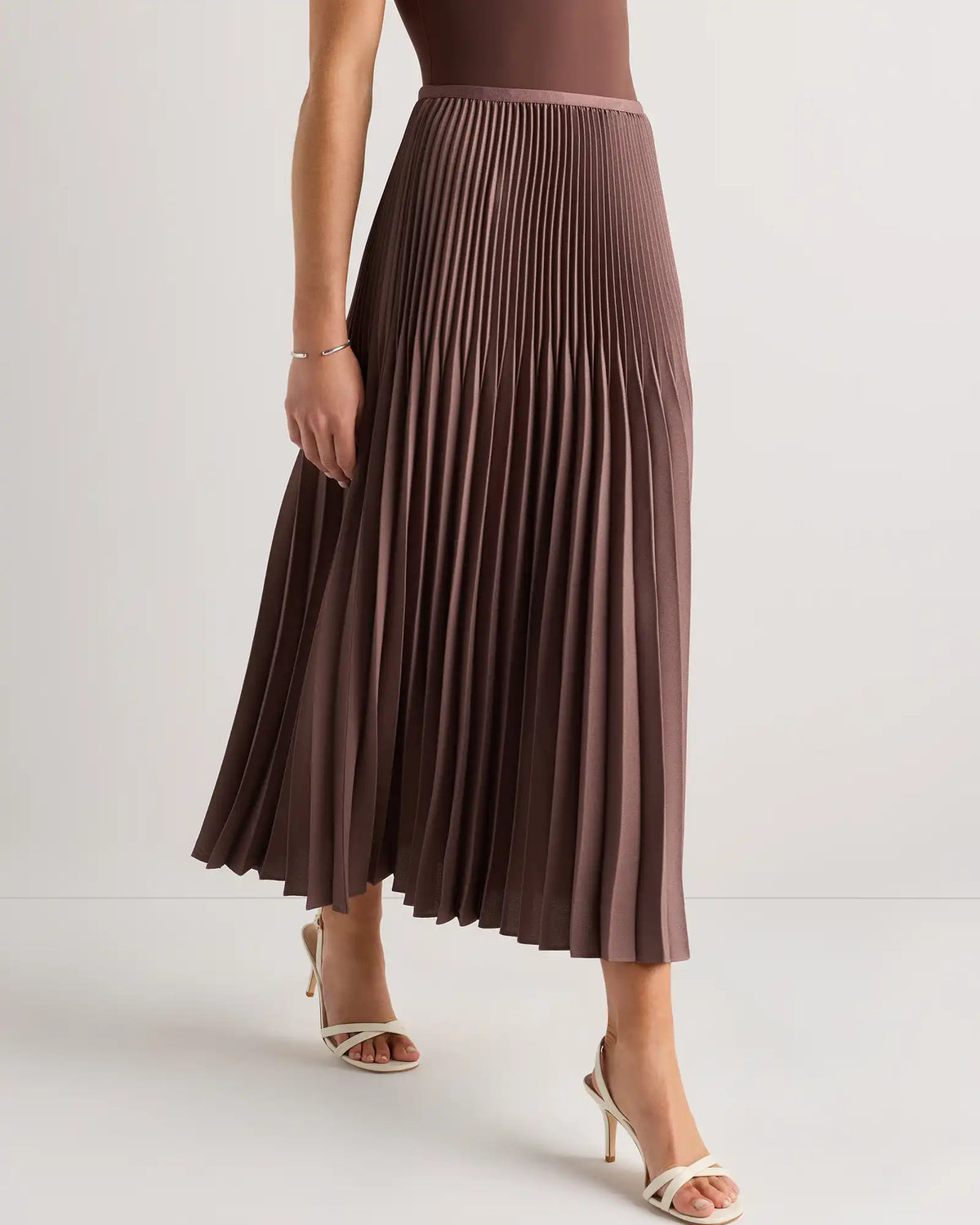 Pleated Matte Midi Skirt