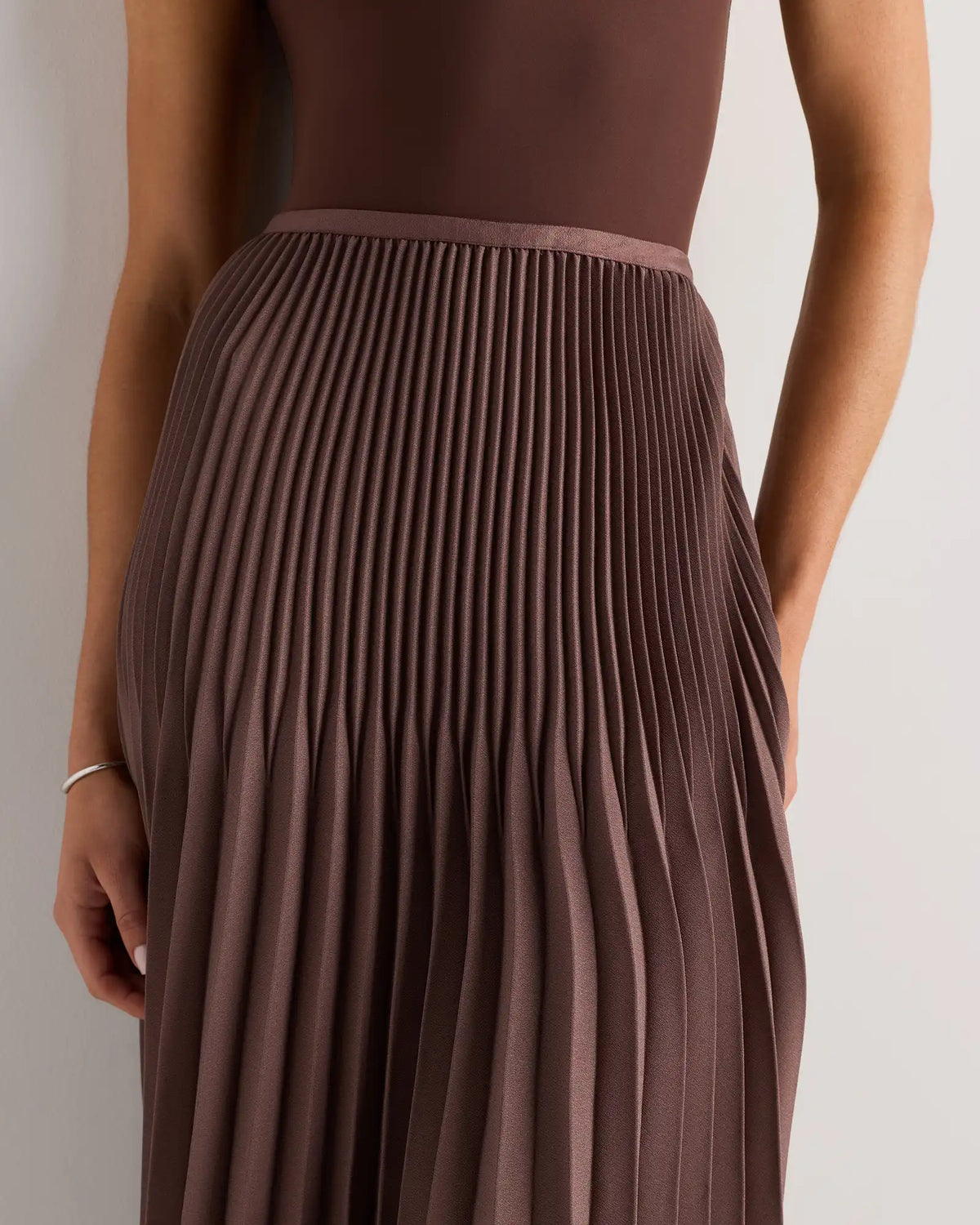 Pleated Matte Midi Skirt