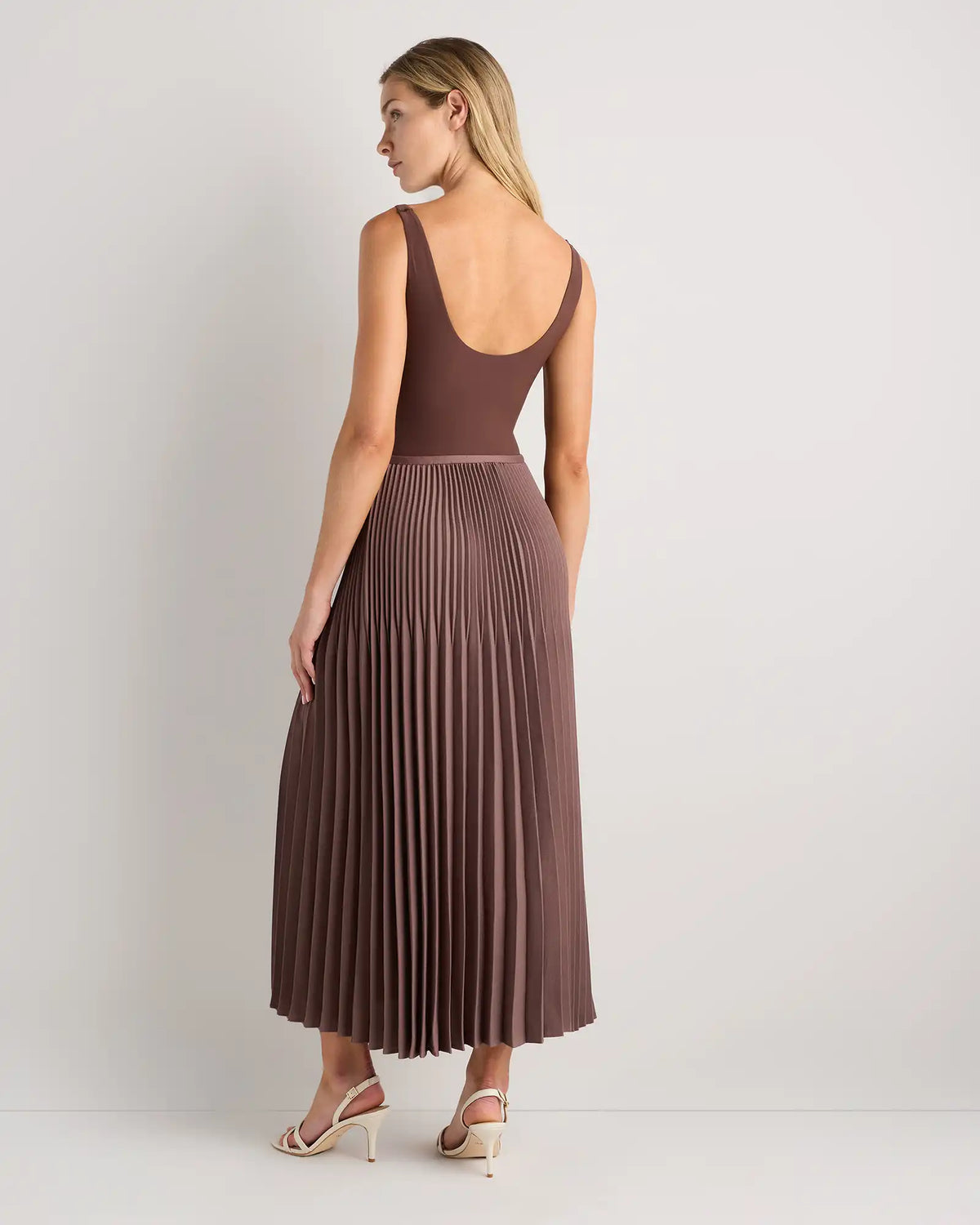 Pleated Matte Midi Skirt