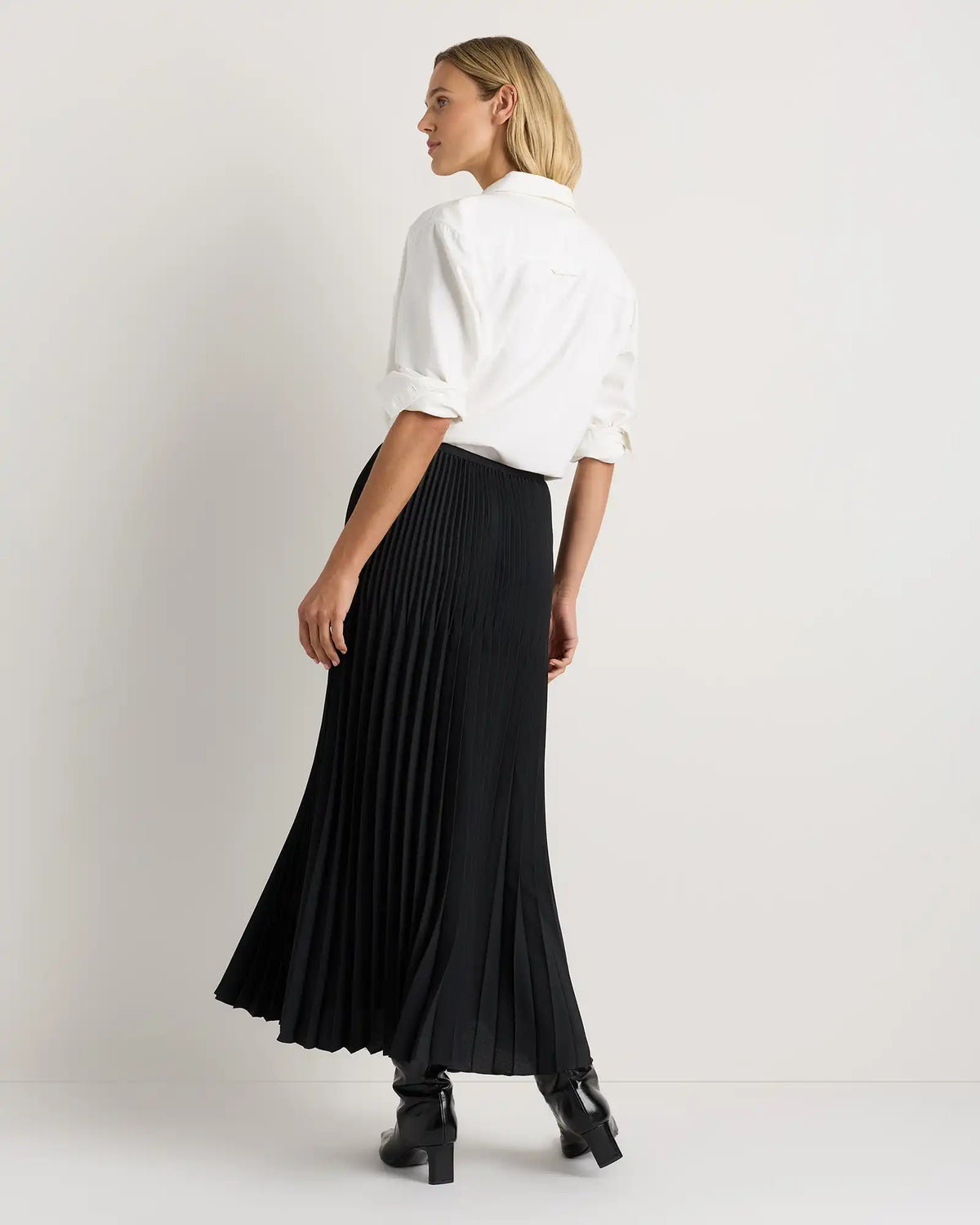 Pleated Matte Midi Skirt
