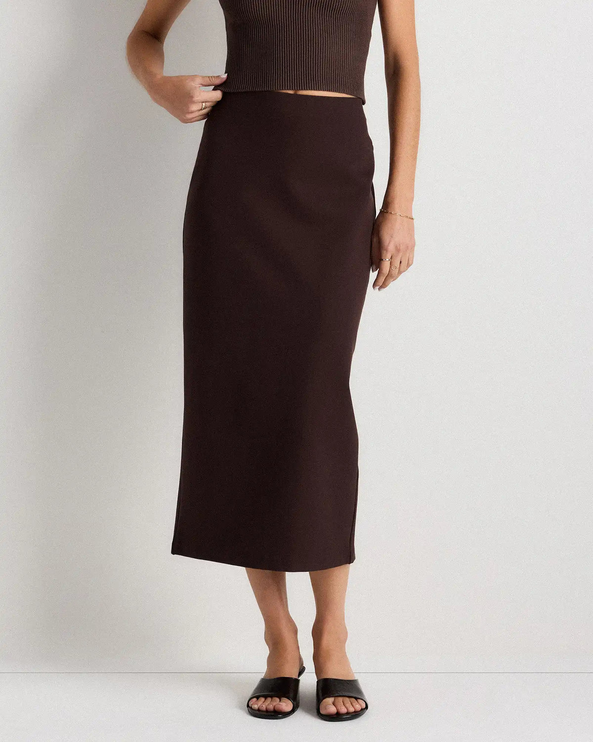 Ultra-Stretch Ponte Maxi Pencil Skirt
