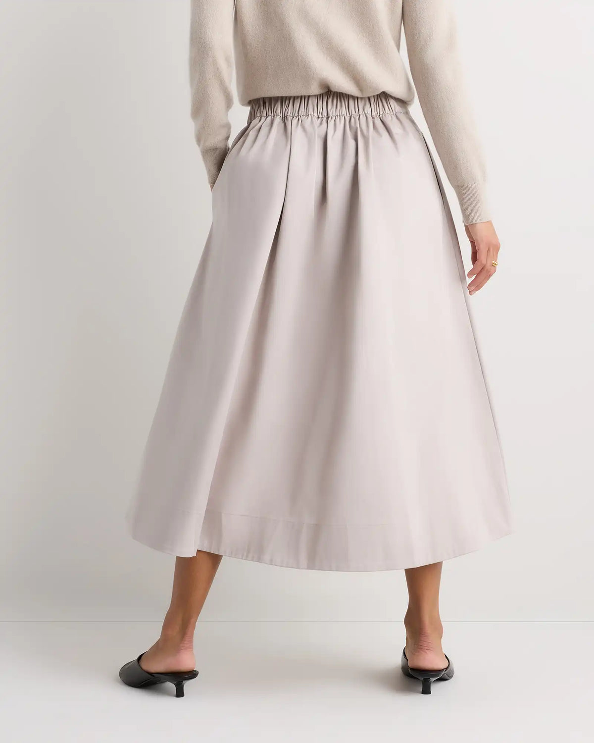 Organic Cotton Sateen A-line Midi Skirt