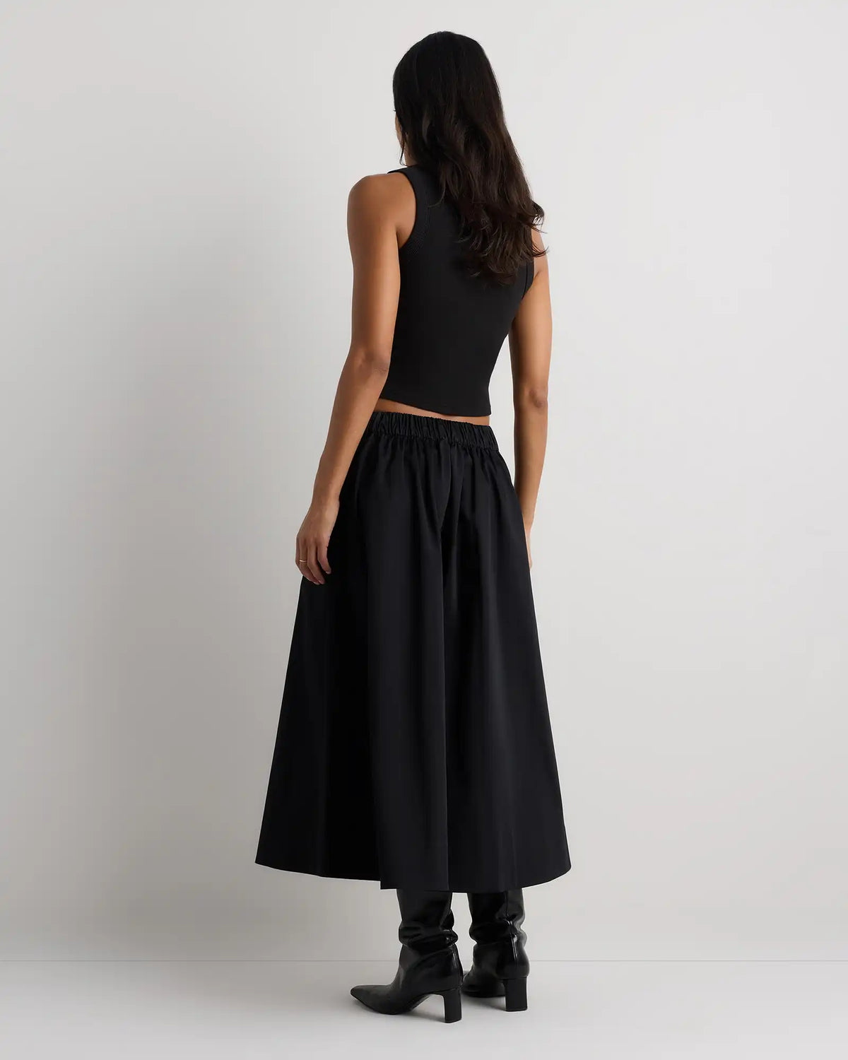 Organic Cotton Sateen A-line Midi Skirt