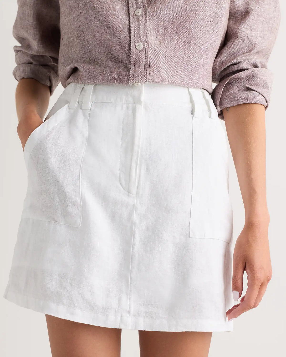 100% European Linen Utility Skort