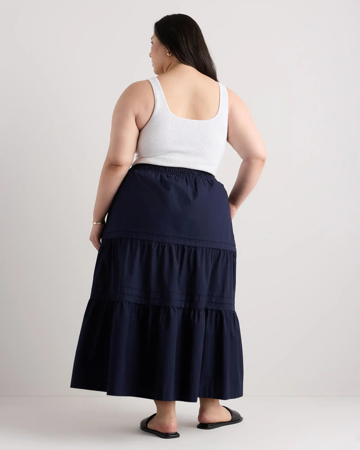 100% Organic Cotton Poplin Tiered Maxi Skirt