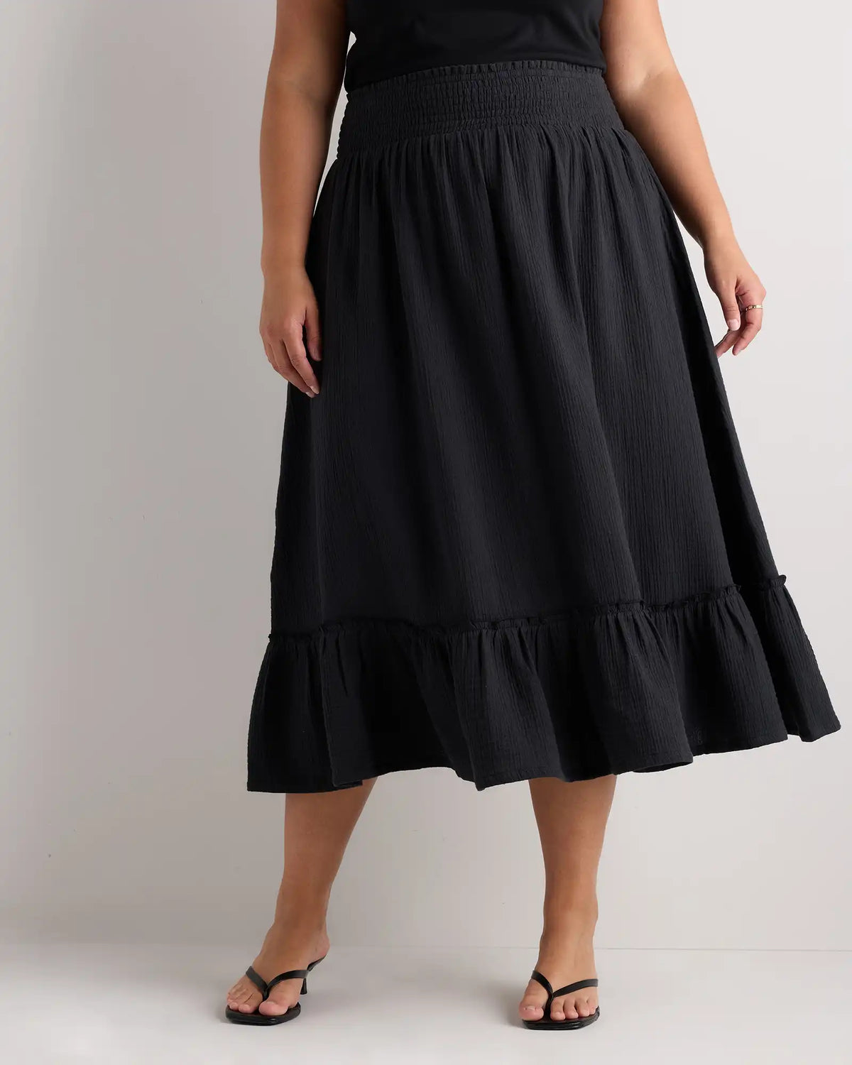 100% Organic Cotton Gauze Smocked Maxi Skirt