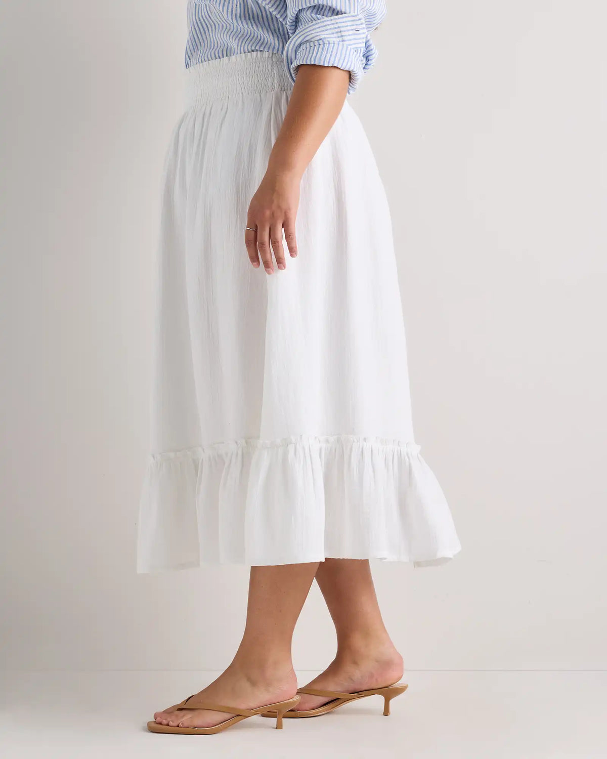 100% Organic Cotton Gauze Smocked Maxi Skirt