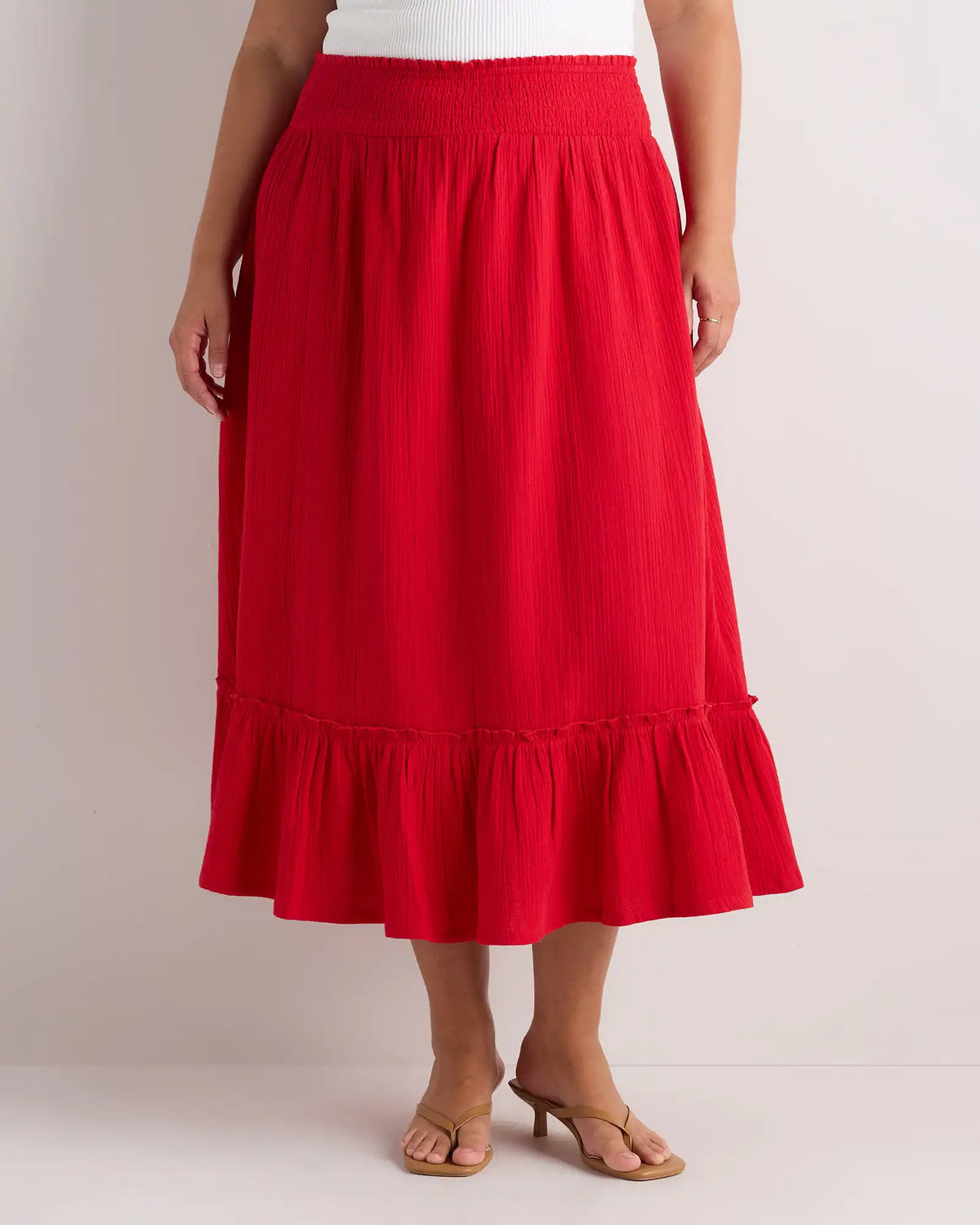 100% Organic Cotton Gauze Smocked Maxi Skirt