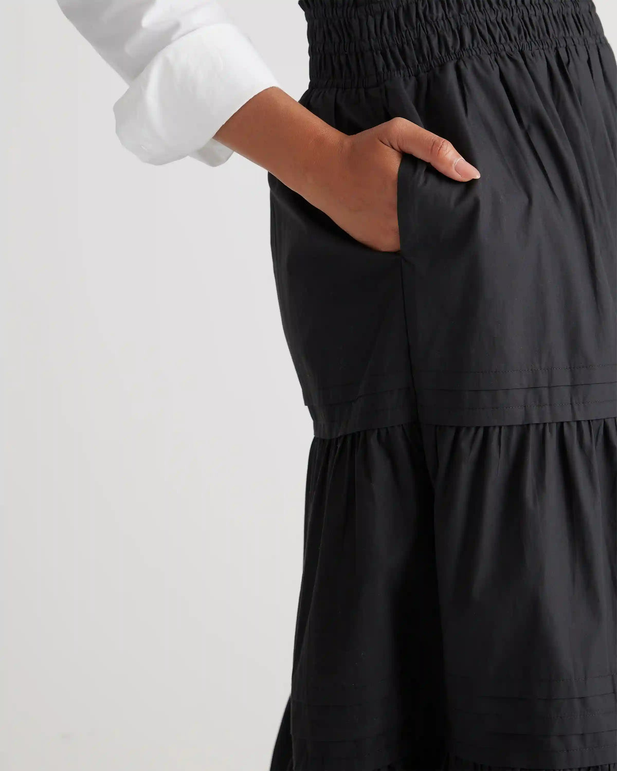 100% Organic Cotton Poplin Tiered Maxi Skirt