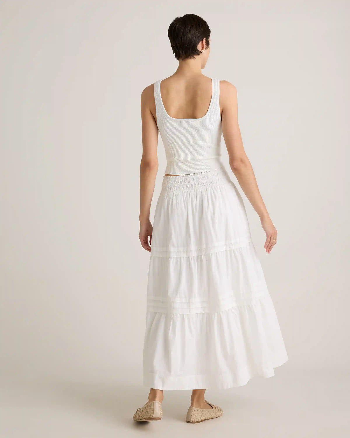 100% Organic Cotton Poplin Tiered Maxi Skirt