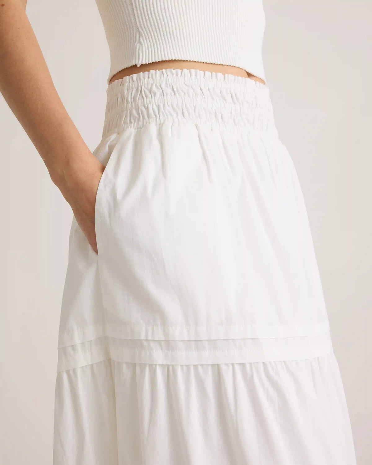 100% Organic Cotton Poplin Tiered Maxi Skirt