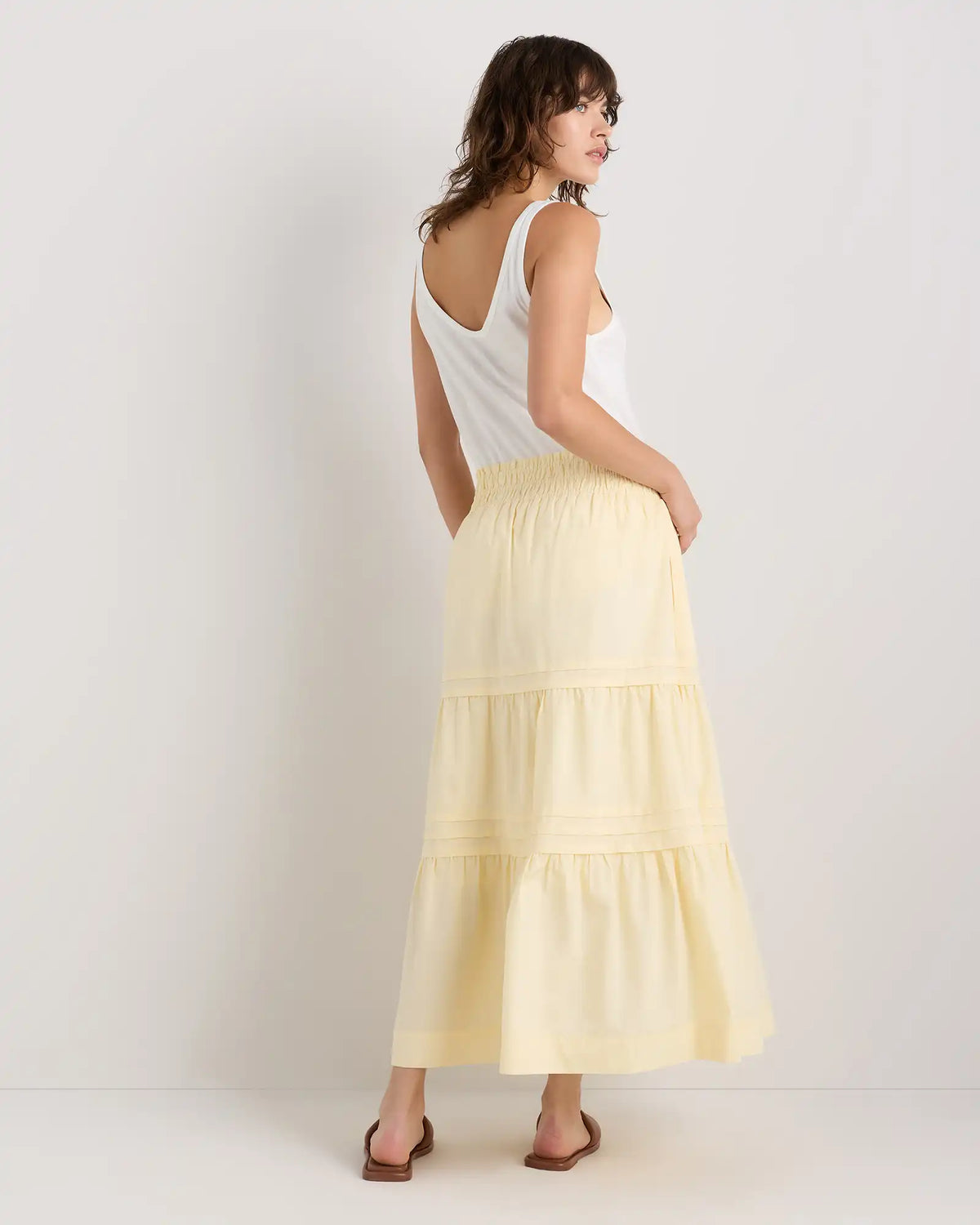 100% Organic Cotton Poplin Tiered Maxi Skirt