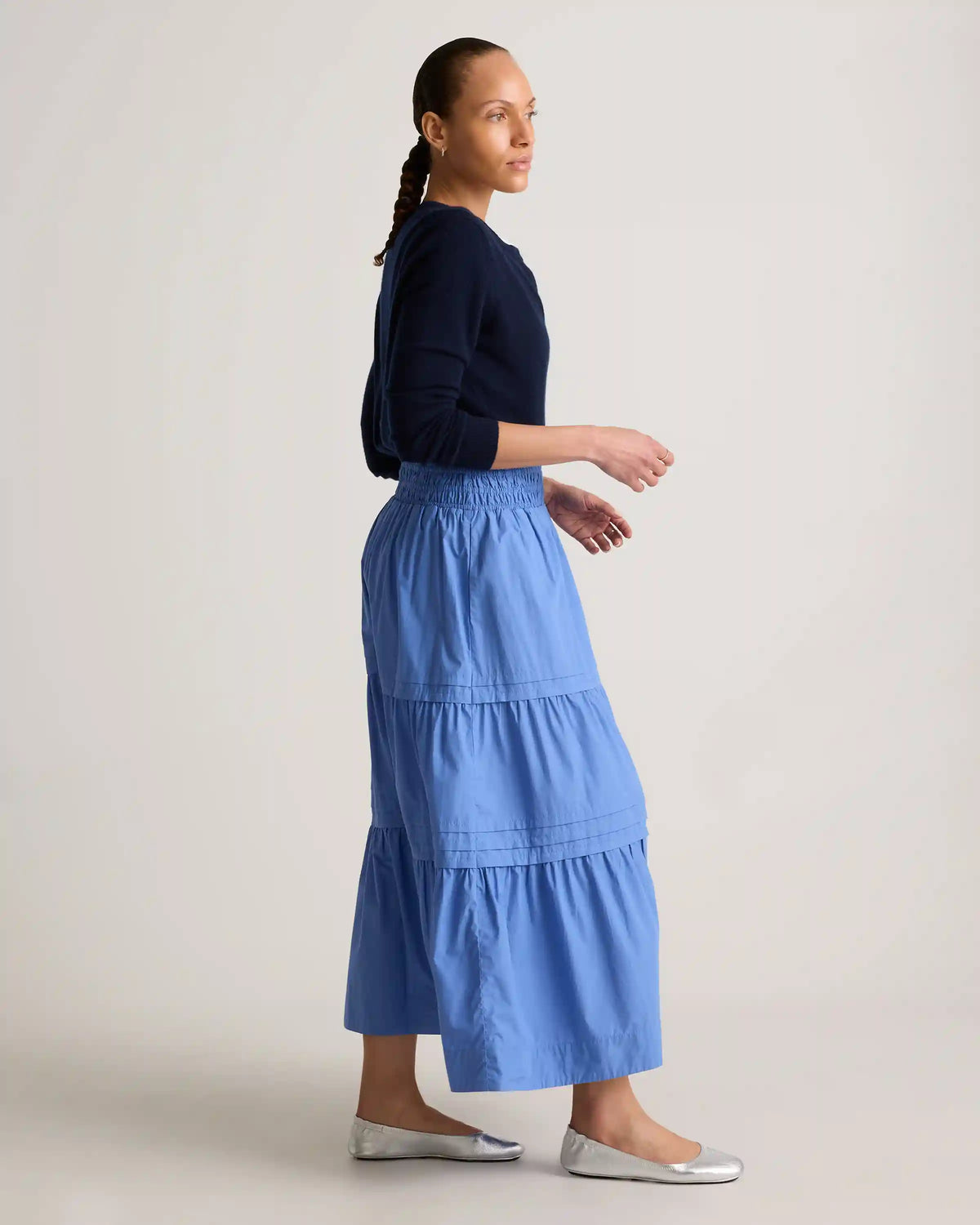 100% Organic Cotton Poplin Tiered Maxi Skirt