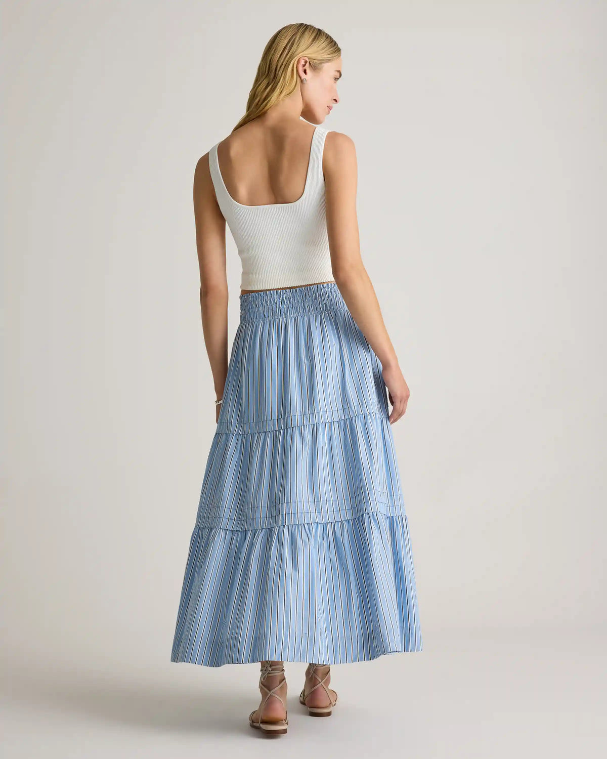 100% Organic Cotton Poplin Tiered Maxi Skirt