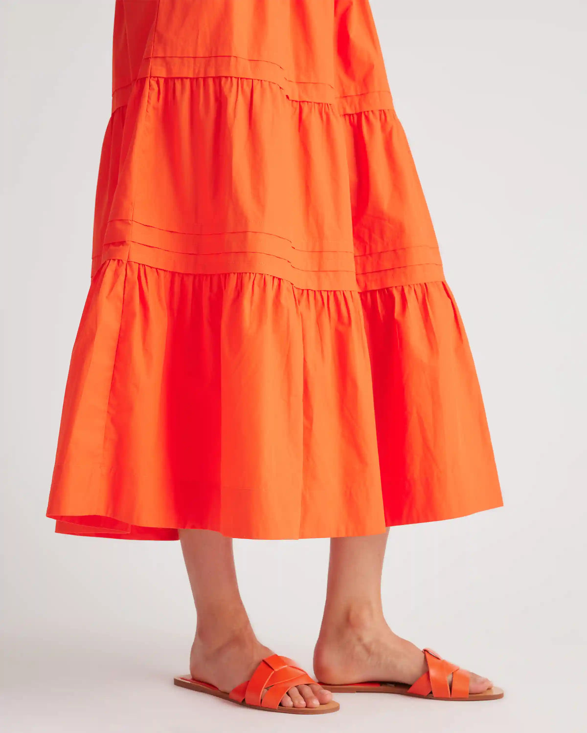 100% Organic Cotton Poplin Tiered Maxi Skirt