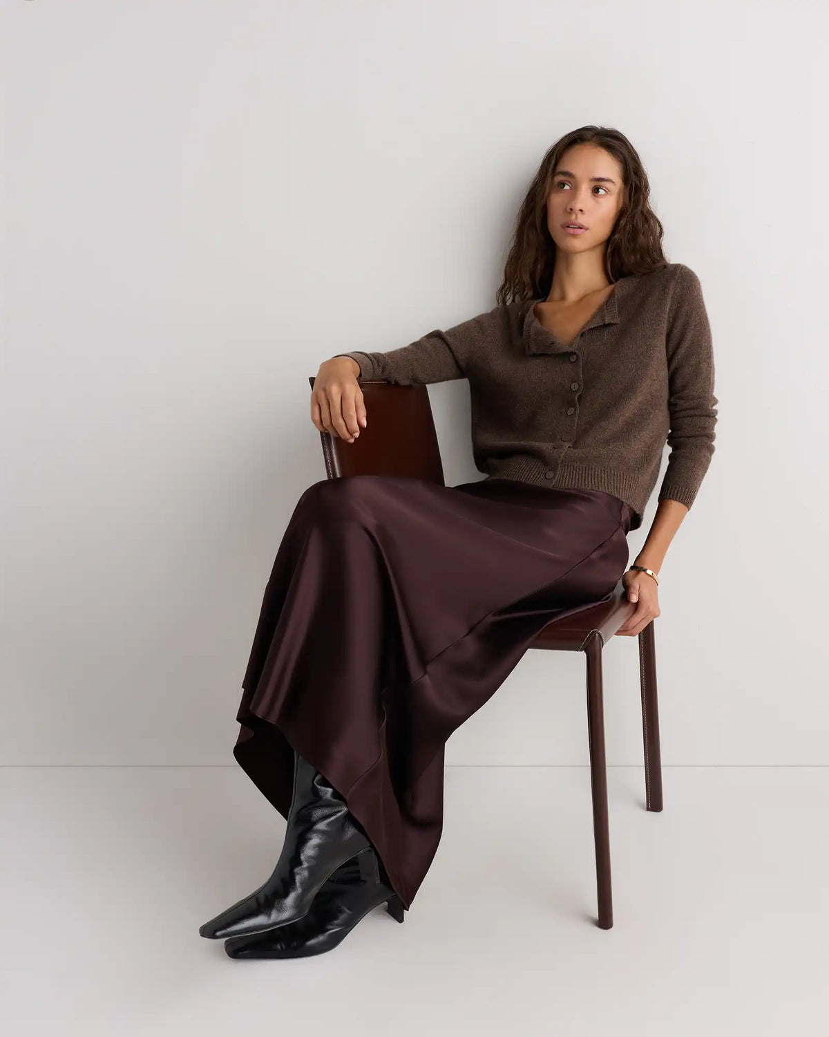 Mongolian Cashmere Cropped Crew Cardigan