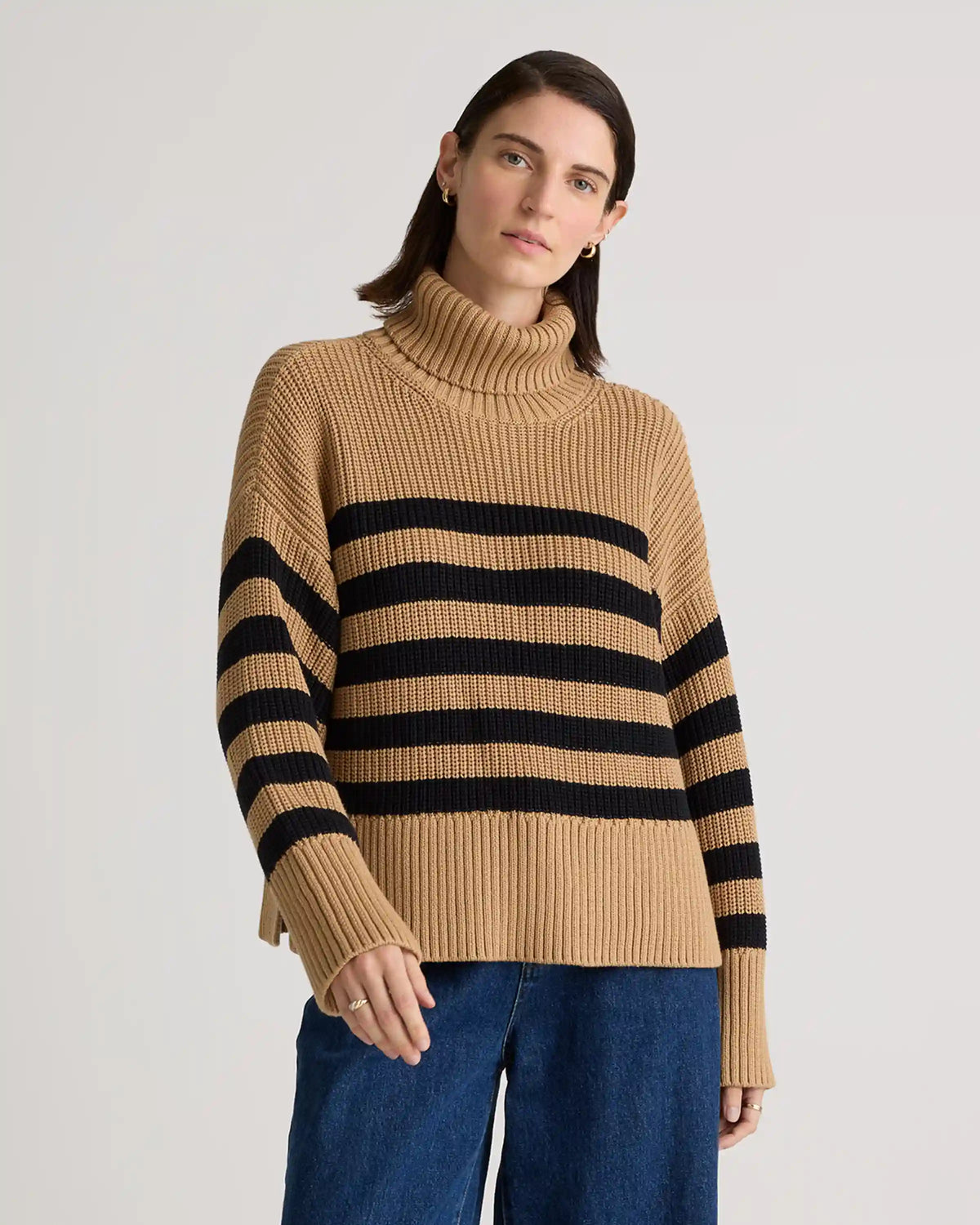 100% Organic Cotton Split Hem Turtleneck Sweater