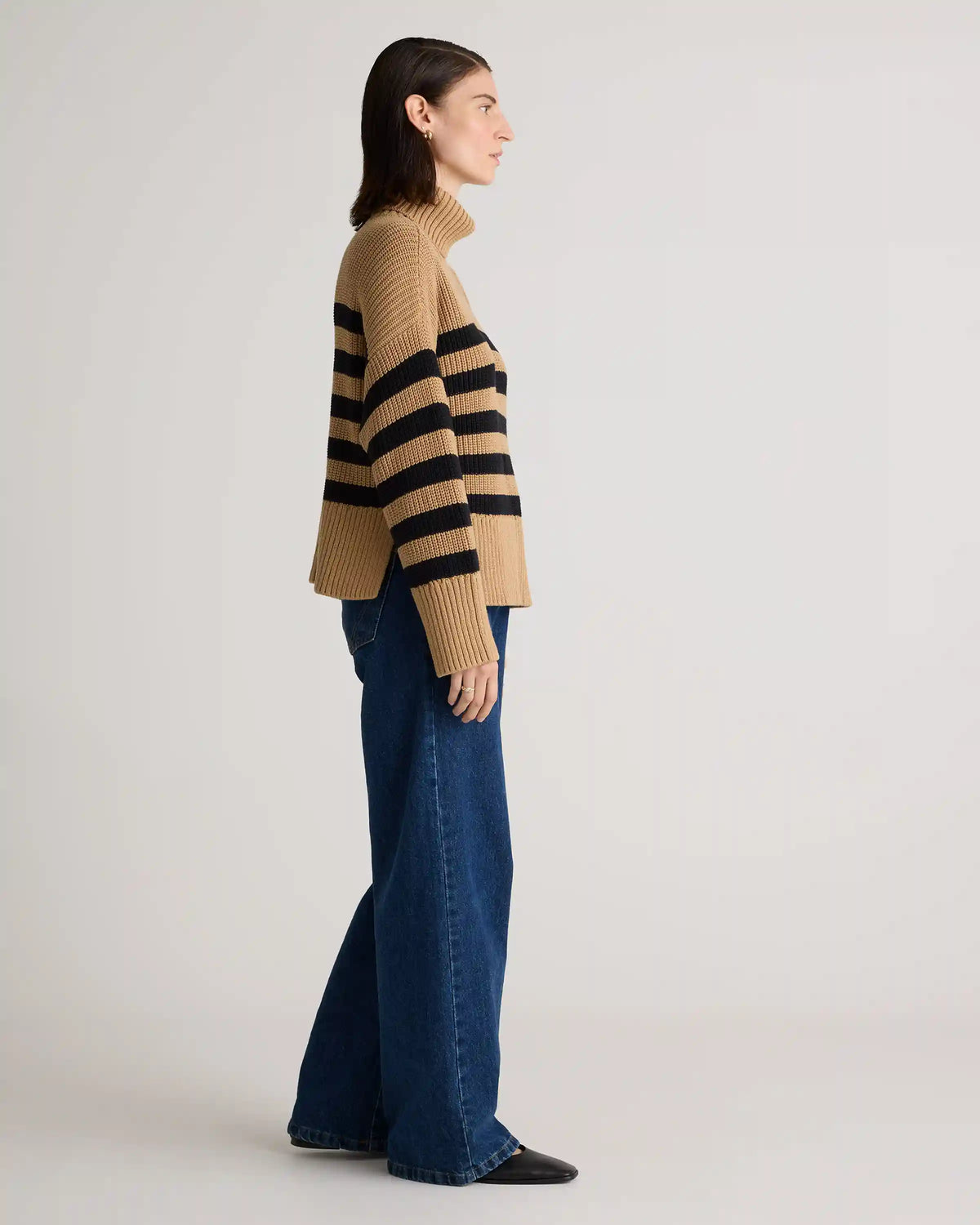 100% Organic Cotton Split Hem Turtleneck Sweater